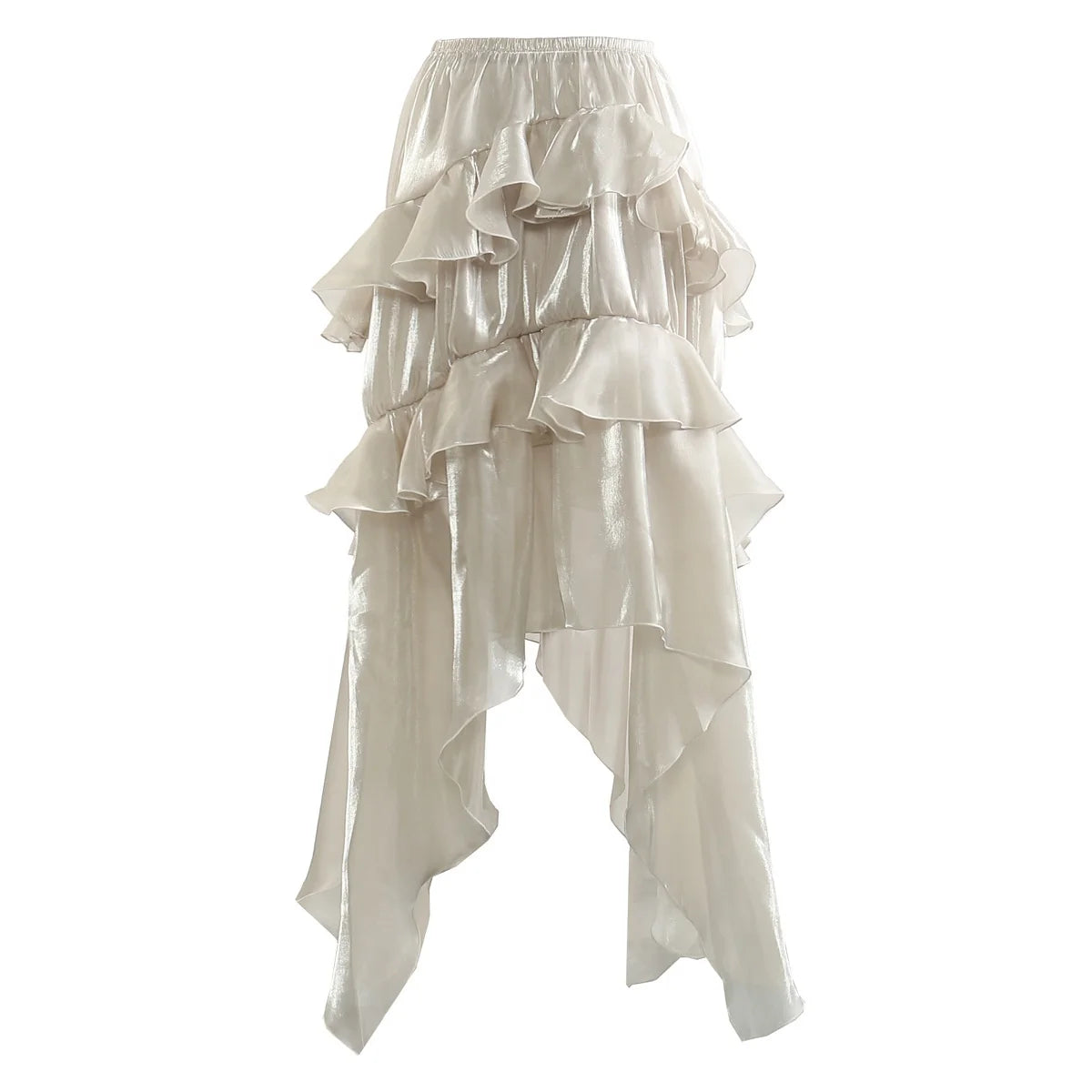 The Heirloom Haunted Muse Skirt | French Ruffle Asymmetrical Gown | Floor-Length Empire Waist Skirt | Parisian Princess