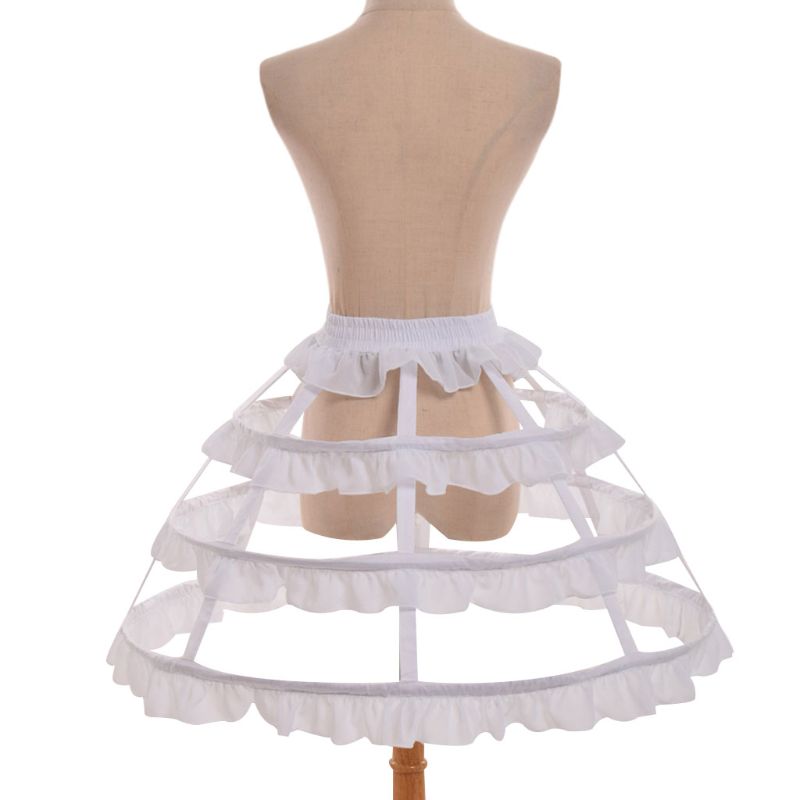 Women Girls Lolita Hollow Lotus Leaf Lace Bird Cage Fish Bone Skirt Cosplay Dress Skirt Petticoat Bride Wedding Dress Lining