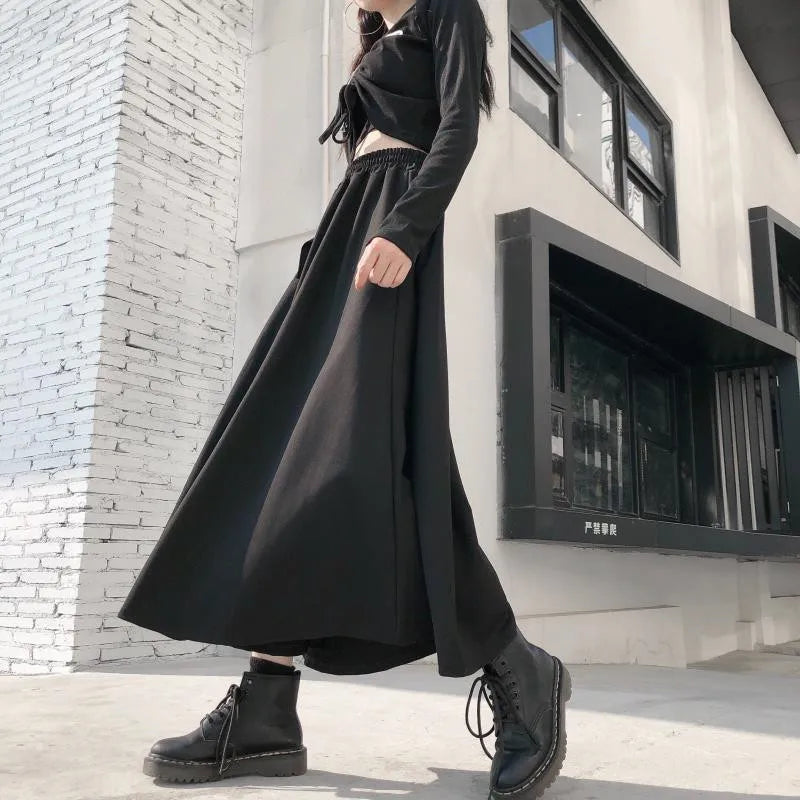 The Gothica Architectural Skirt | Plus Size Irregular Gothic Pleated Midi | French Buckle High Waist Skirt | Parisian Princess