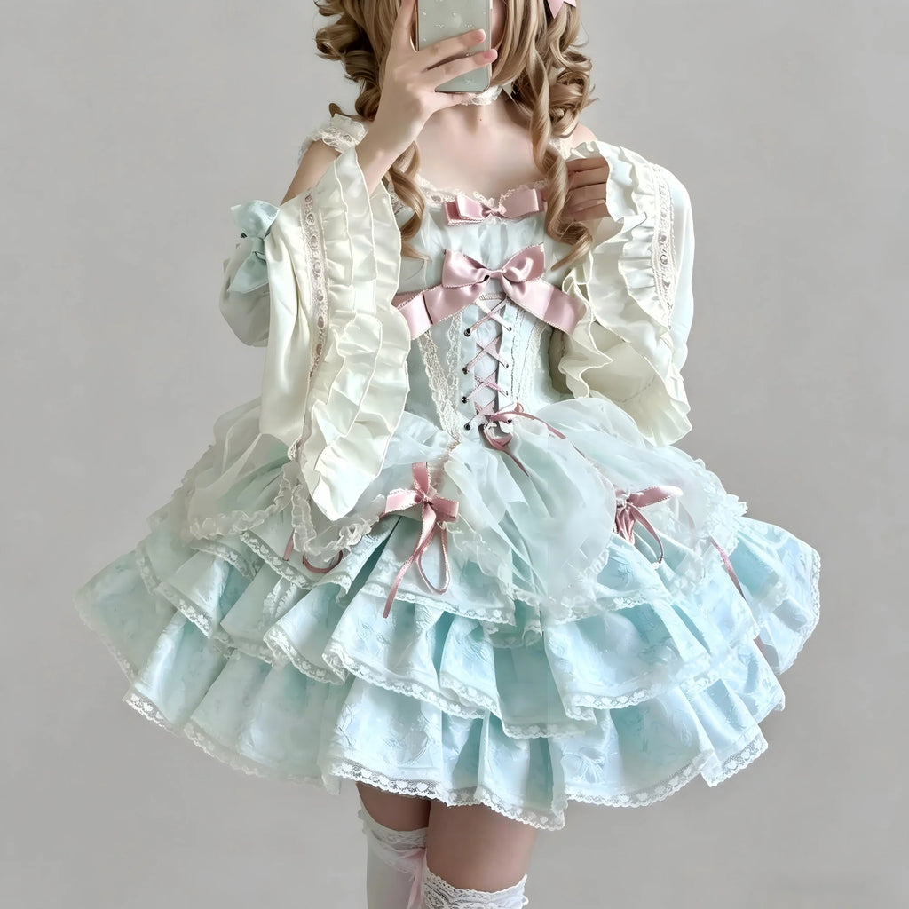 The Étoile Debutante Mini Gown | Sweet Pink Strap Coming-of-Age Set | Niche Princess Lolita Underwear | Parisian Princess