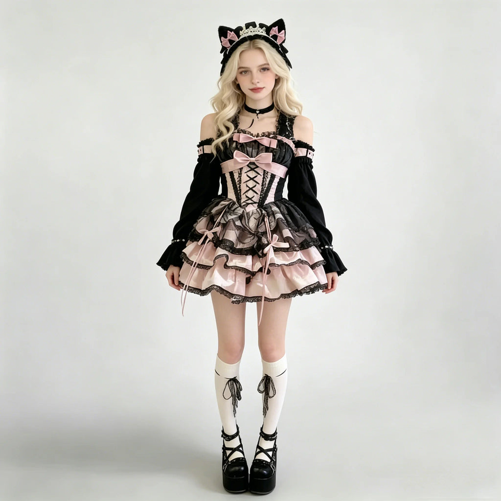 The Étoile Debutante Mini Gown | Sweet Pink Strap Coming-of-Age Set | Niche Princess Lolita Underwear | Parisian Princess