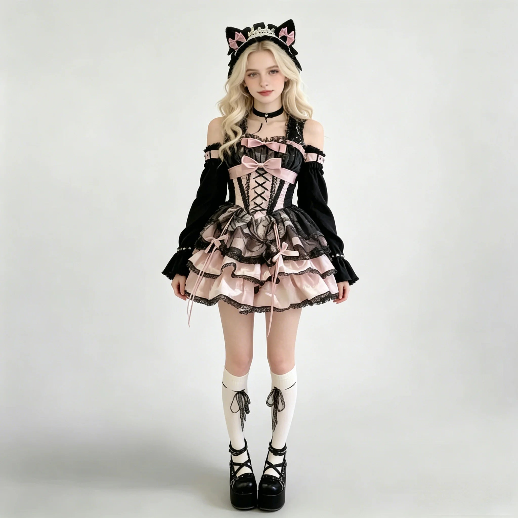 The Étoile Debutante Mini Gown | Sweet Pink Strap Coming-of-Age Set | Niche Princess Lolita Underwear | Parisian Princess
