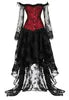 Women's Vintage Steampunk Corset Dress Victorian Retro Gothic Corset Top Burlesque Lace Corset and Bustiers Skirts Set