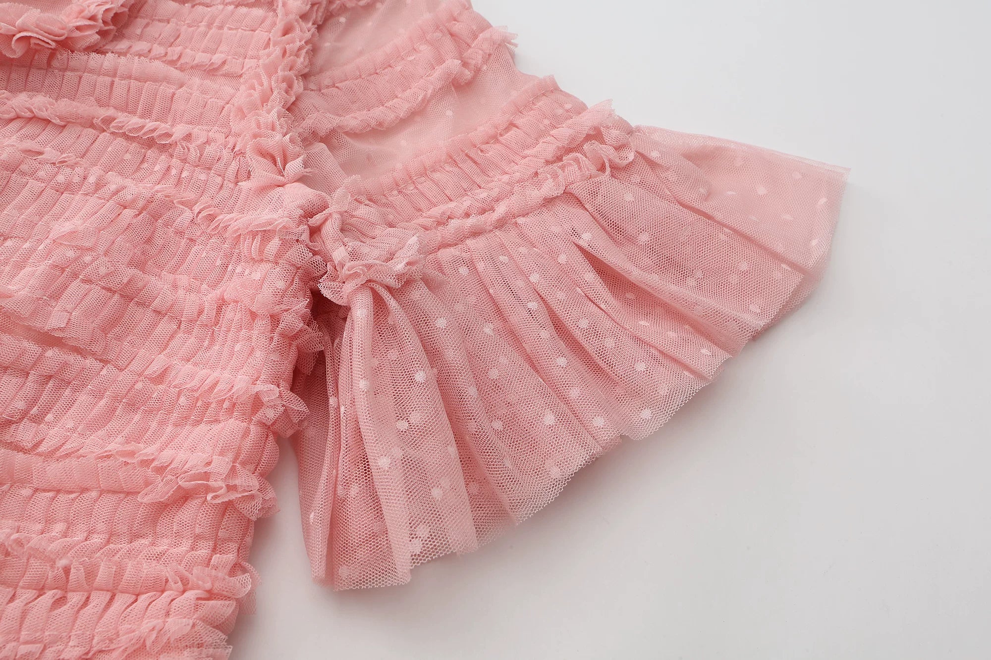 The Candy-Pink Promenade Gown | Hand-Embroidered Tiered Ballgown | Spring Mesh Cake Dress | Parisian Princess