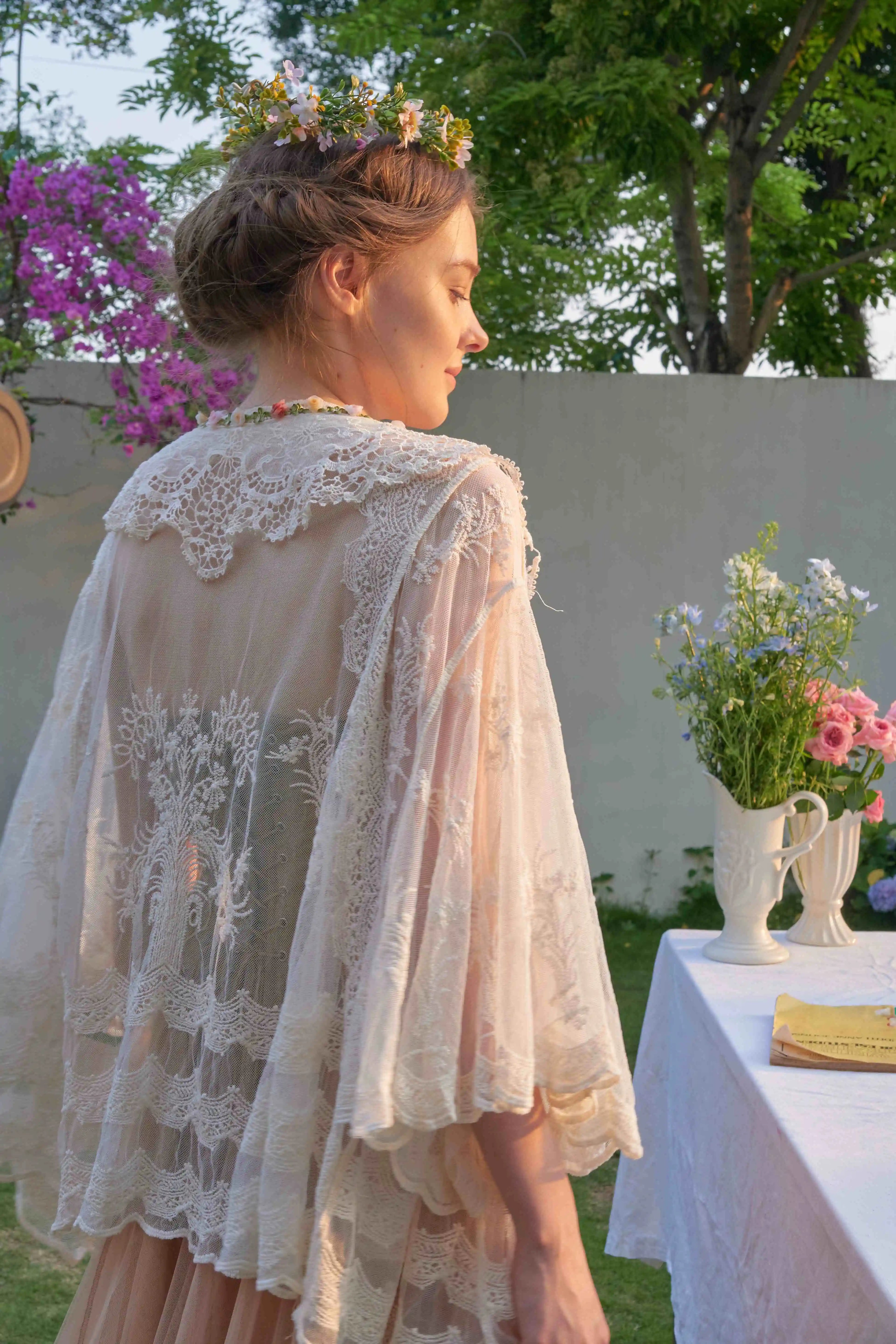 The Butterfly Dance Bolero | 3D Flower Lace Top | Hand-Dyed Versatile Cover-Up | Parisian Princess