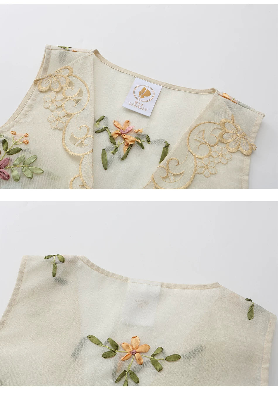 The Trianon Embroidered Vest | French Cotton Floral Waistcoat | Vintage Botanical Tassel Gilet | Parisian Princess