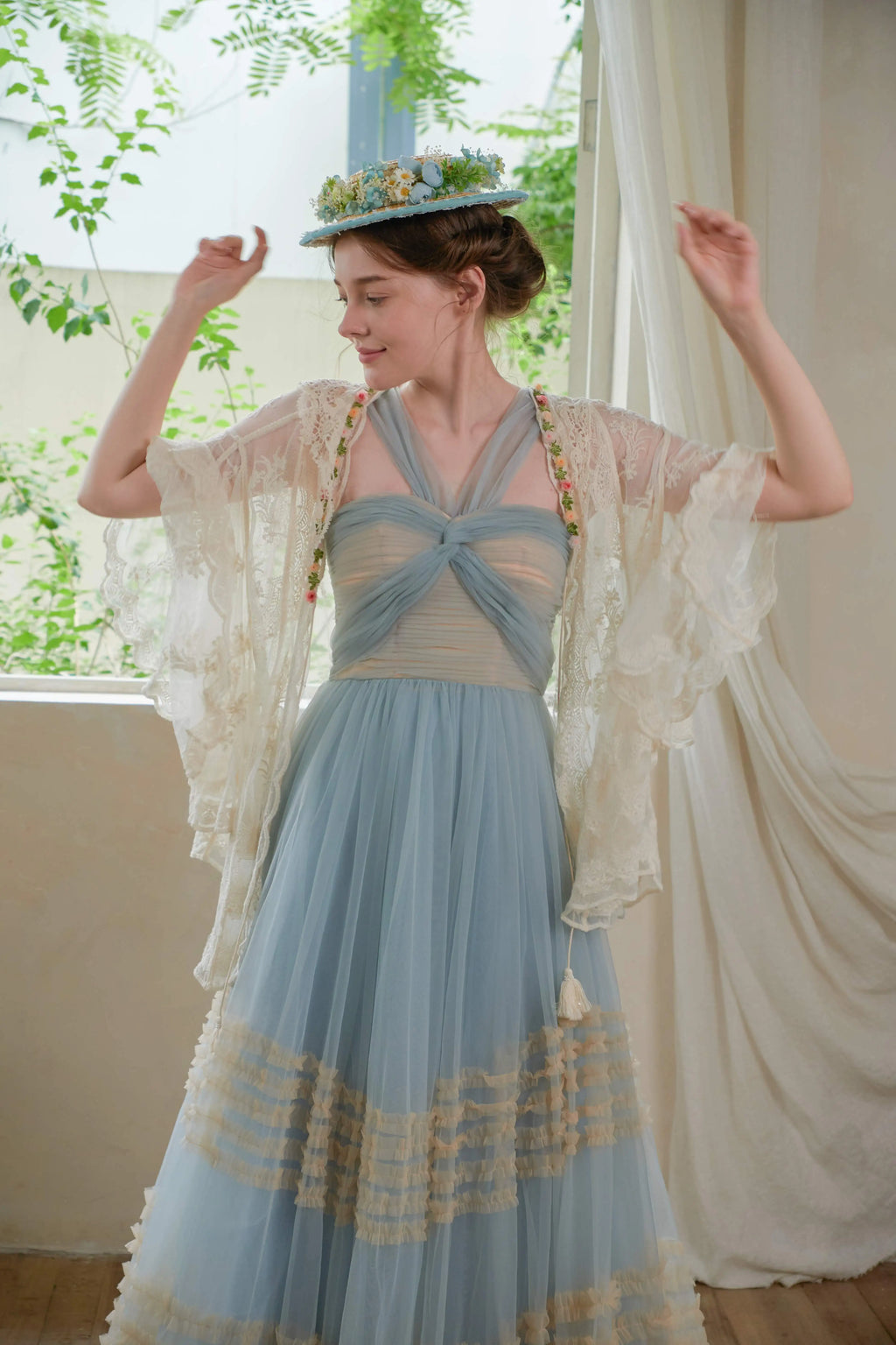 The Butterfly Dance Bolero | 3D Flower Lace Top | Hand-Dyed Versatile Cover-Up | Parisian Princess