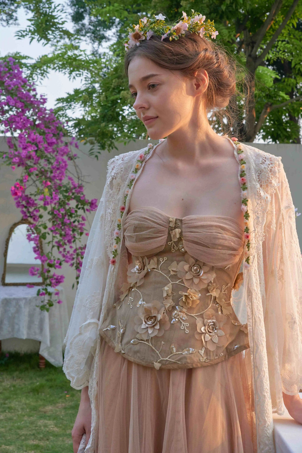The Butterfly Dance Bolero | 3D Flower Lace Top | Hand-Dyed Versatile Cover-Up | Parisian Princess