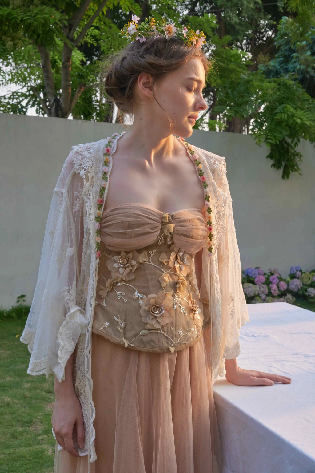 The Butterfly Dance Bolero | 3D Flower Lace Top | Hand-Dyed Versatile Cover-Up | Parisian Princess