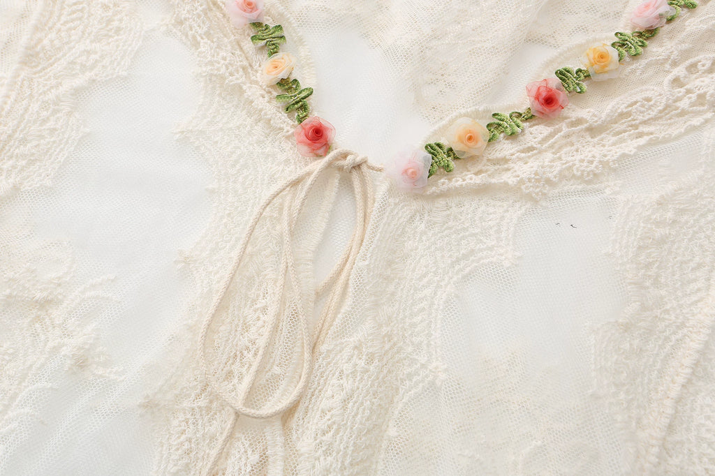 The Butterfly Dance Bolero | 3D Flower Lace Top | Hand-Dyed Versatile Cover-Up | Parisian Princess