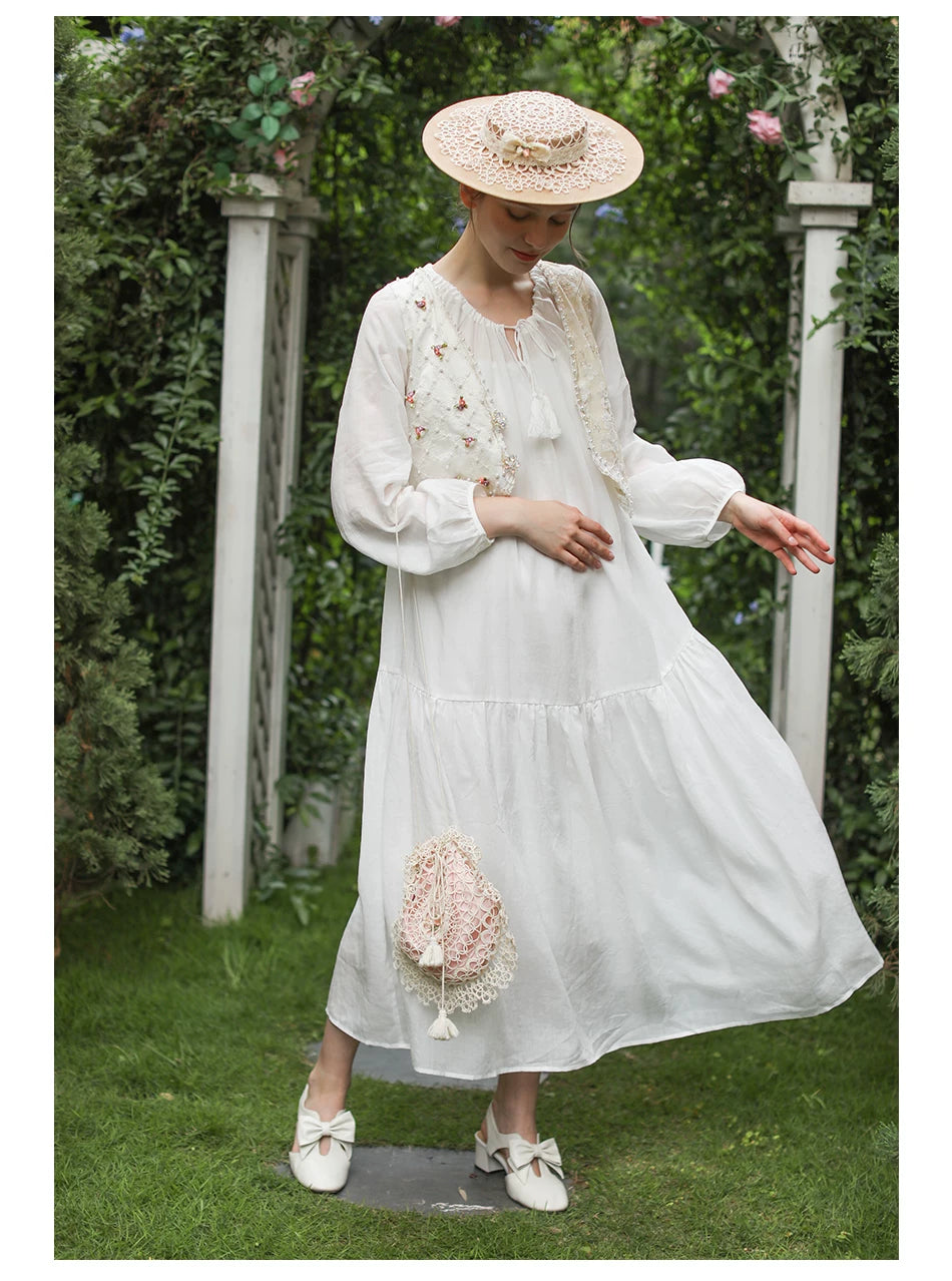 Lianer Art Hand-stitched Hollow Out Mori Kei Weaven Bags