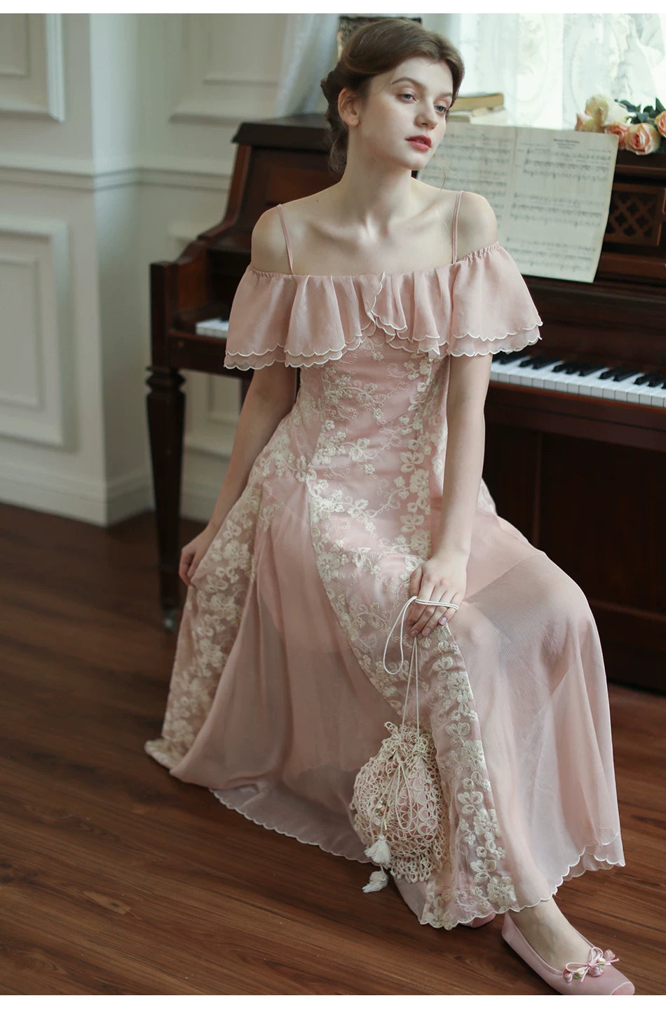 Lianer Art Hand-stitched Hollow Out Mori Kei Weaven Bags