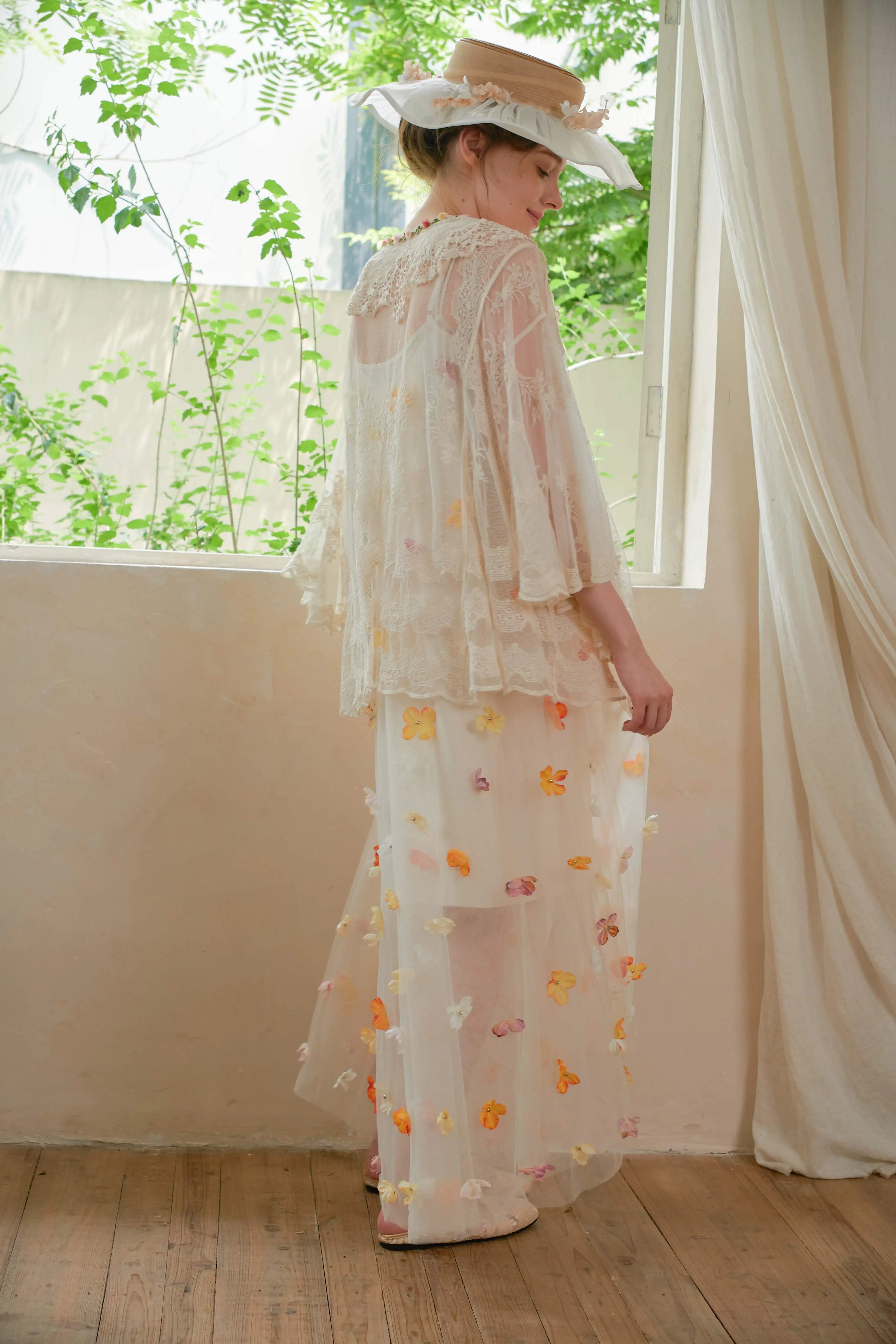 The Butterfly Dance Bolero | 3D Flower Lace Top | Hand-Dyed Versatile Cover-Up | Parisian Princess