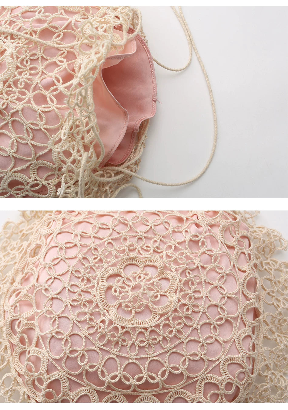 Lianer Art Hand-stitched Hollow Out Mori Kei Weaven Bags