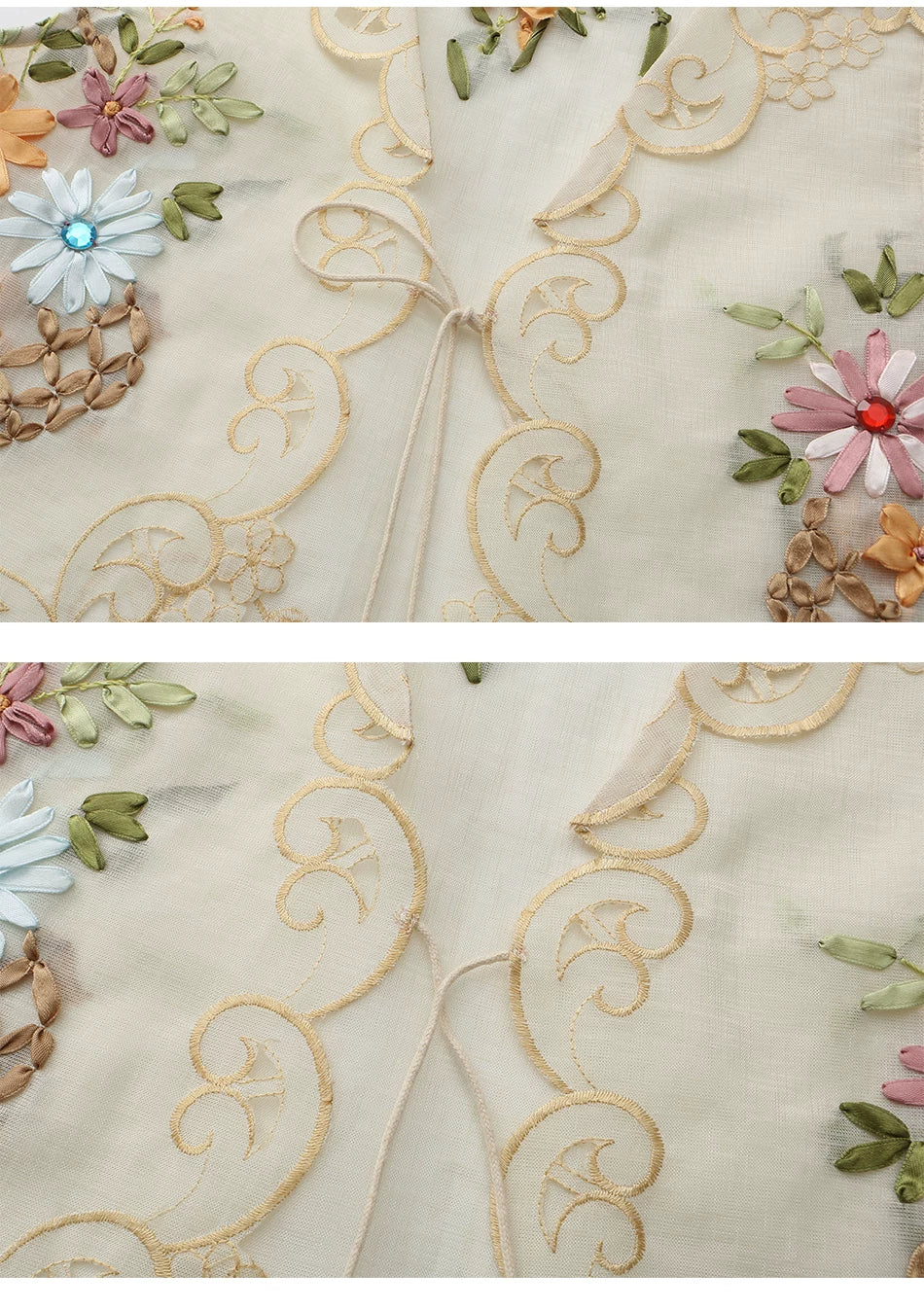 The Trianon Embroidered Vest | French Cotton Floral Waistcoat | Vintage Botanical Tassel Gilet | Parisian Princess