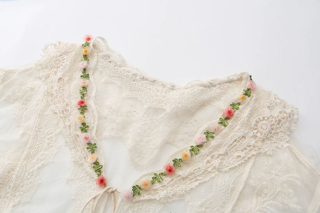The Butterfly Dance Bolero | 3D Flower Lace Top | Hand-Dyed Versatile Cover-Up | Parisian Princess