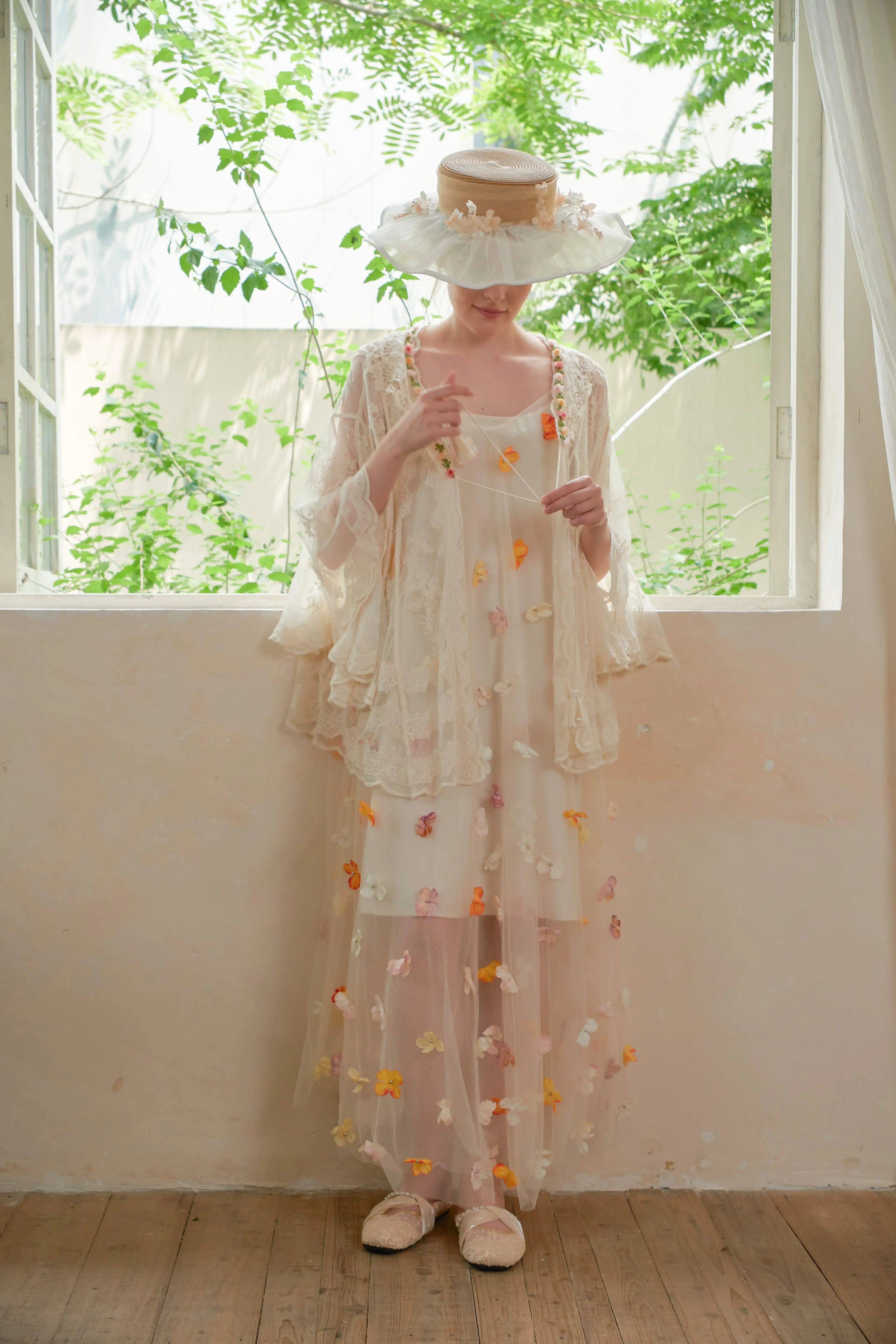 The Butterfly Dance Bolero | 3D Flower Lace Top | Hand-Dyed Versatile Cover-Up | Parisian Princess