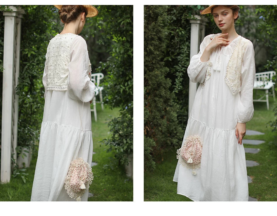 Lianer Art Hand-stitched Hollow Out Mori Kei Weaven Bags