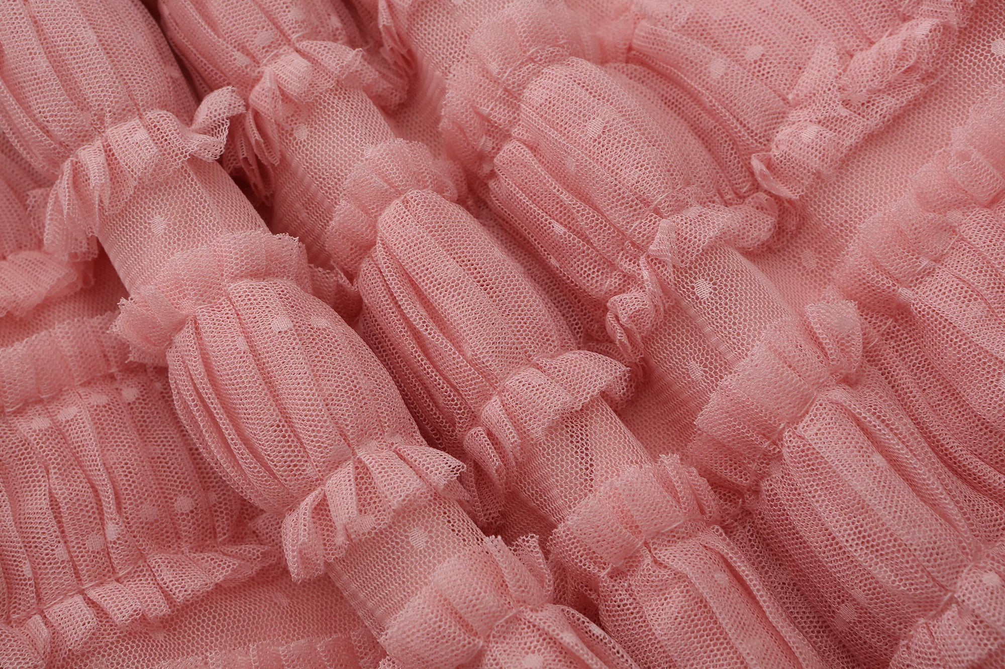 The Candy-Pink Promenade Gown | Hand-Embroidered Tiered Ballgown | Spring Mesh Cake Dress | Parisian Princess