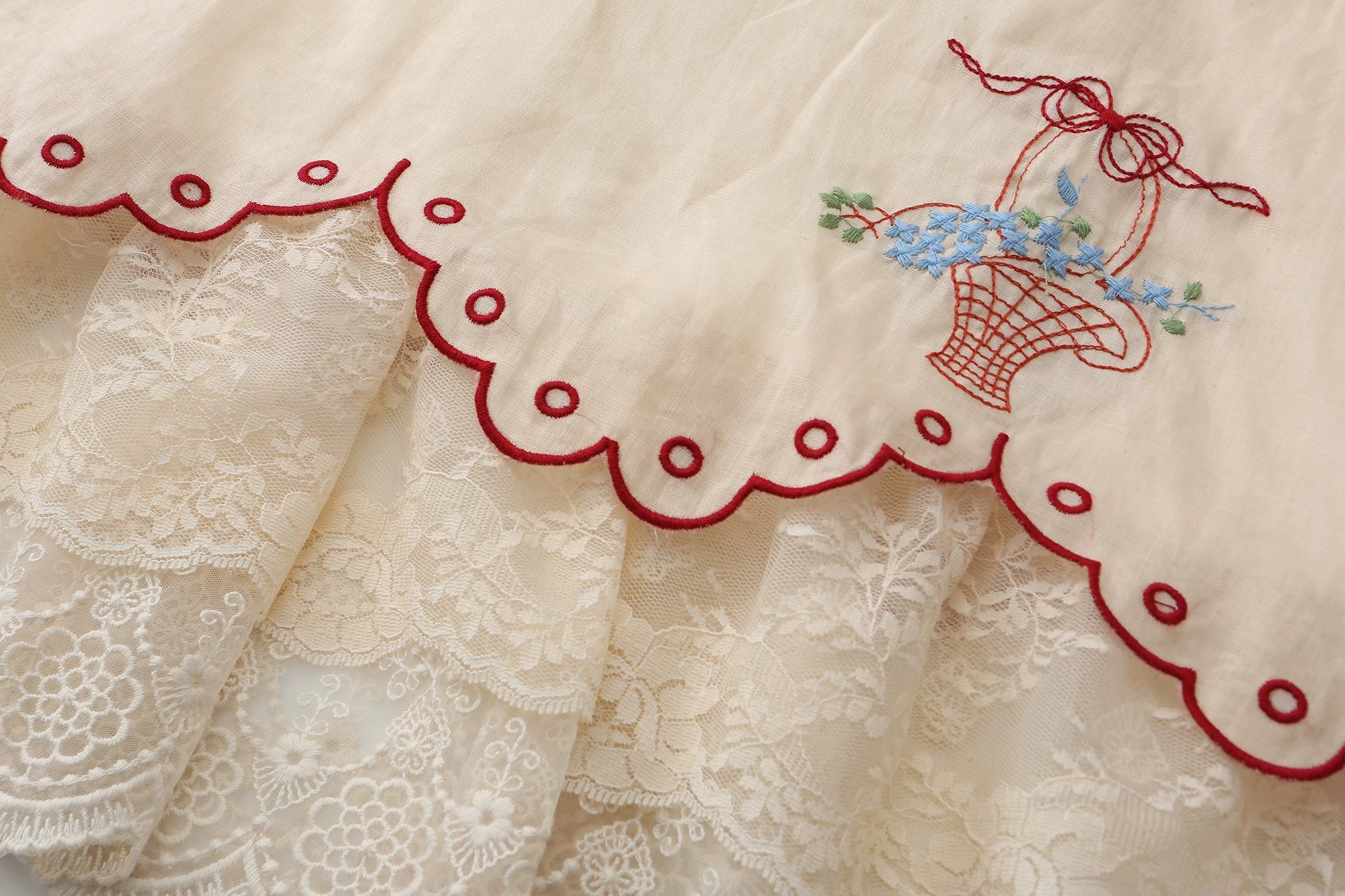 The Antique Botanical Tea Dress | French Forest Girl Embroidery Gown | Loose Fit Cotton-Ramie Jute Aesthetic Midi | Parisian Princess
