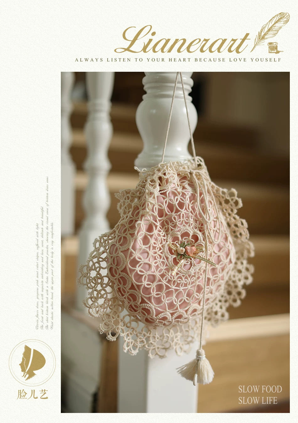 Lianer Art Hand-stitched Hollow Out Mori Kei Weaven Bags