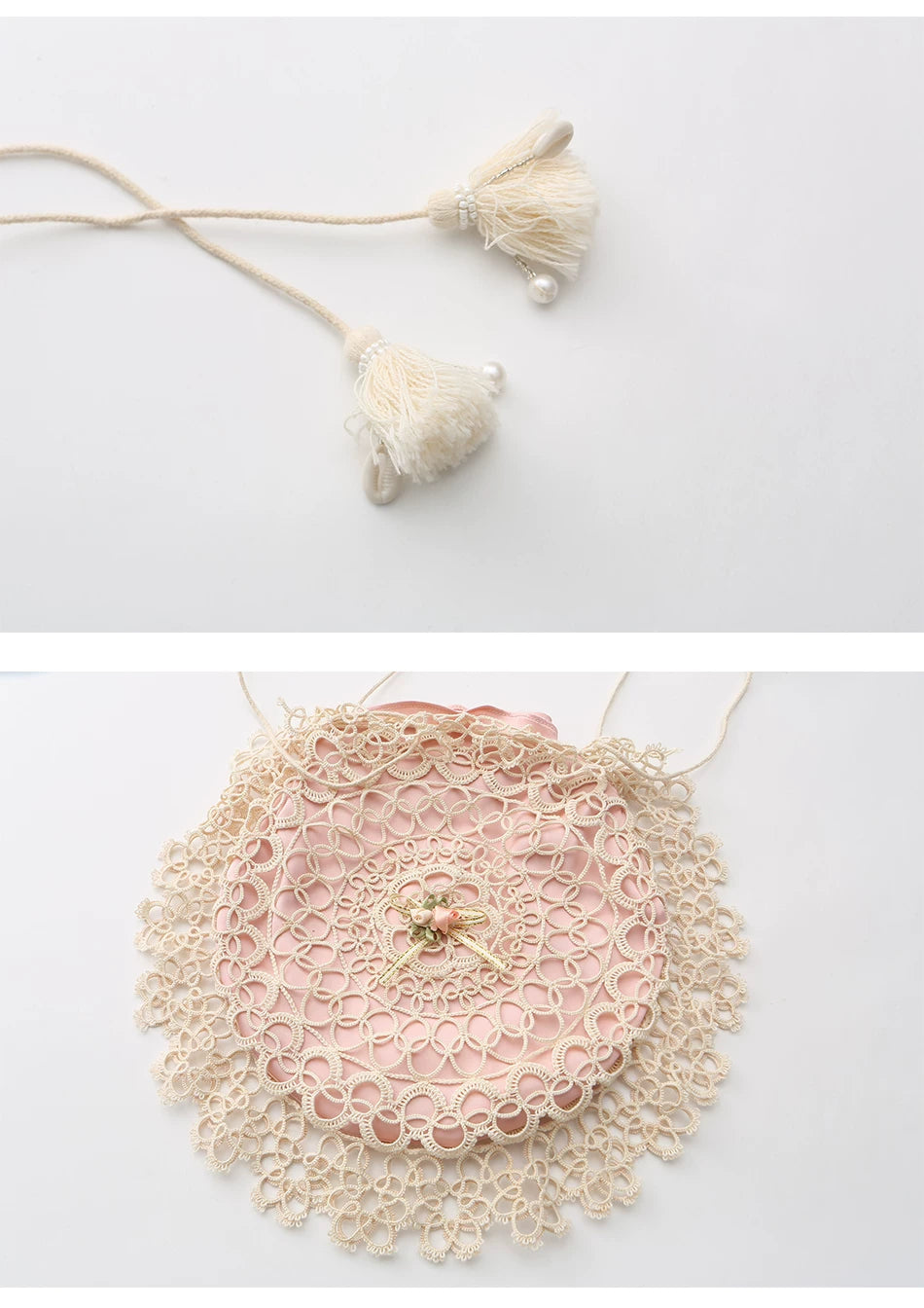 Lianer Art Hand-stitched Hollow Out Mori Kei Weaven Bags