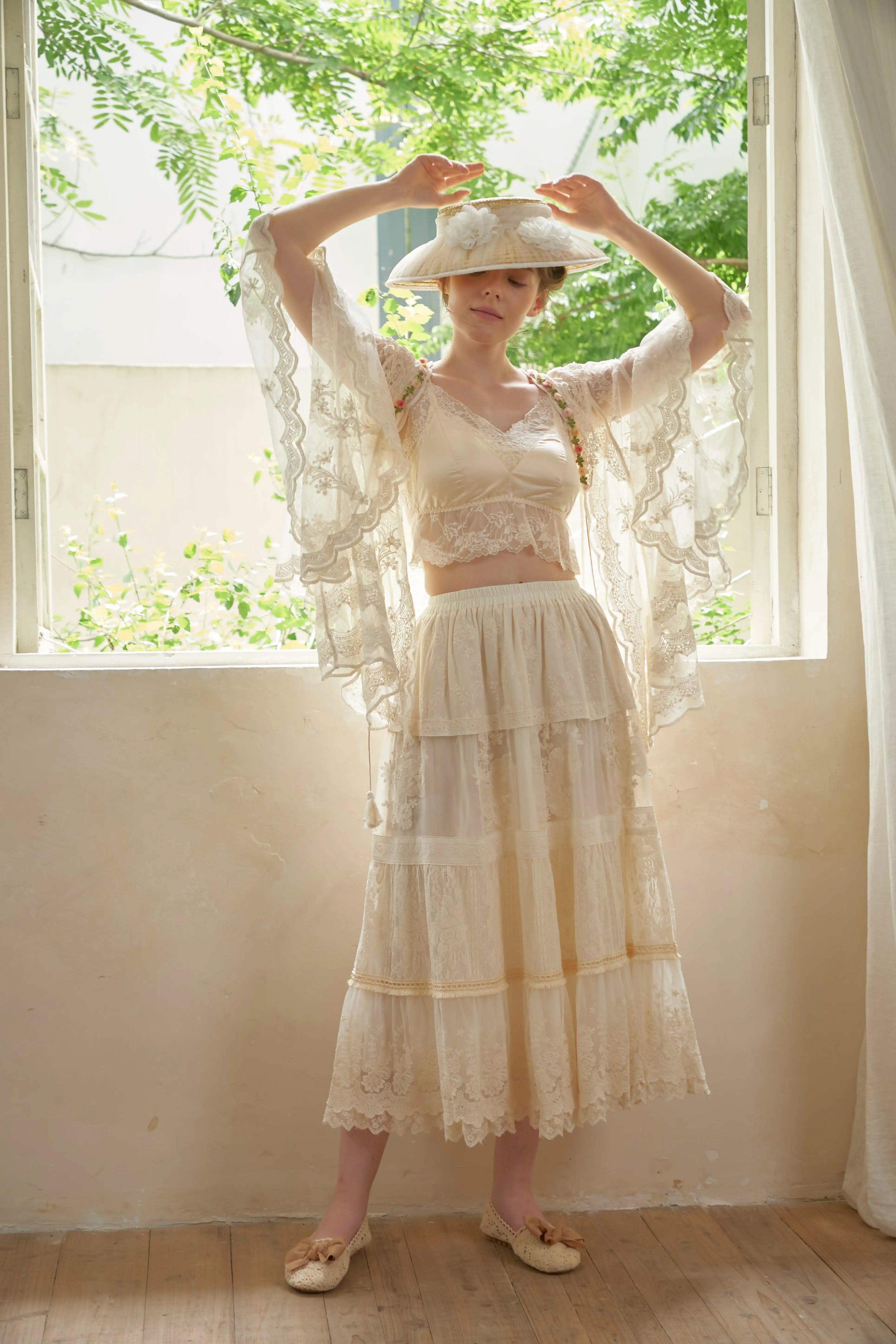The Butterfly Dance Bolero | 3D Flower Lace Top | Hand-Dyed Versatile Cover-Up | Parisian Princess