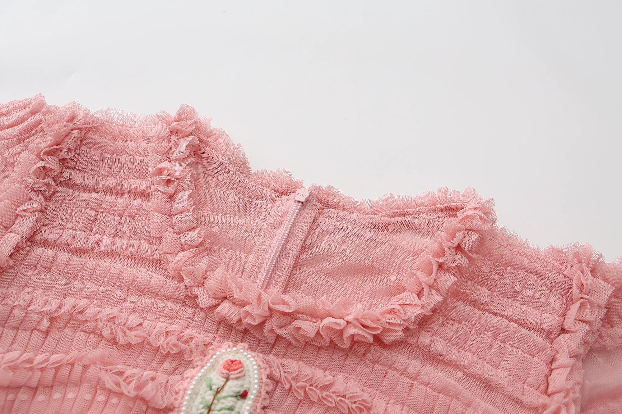 The Candy-Pink Promenade Gown | Hand-Embroidered Tiered Ballgown | Spring Mesh Cake Dress | Parisian Princess
