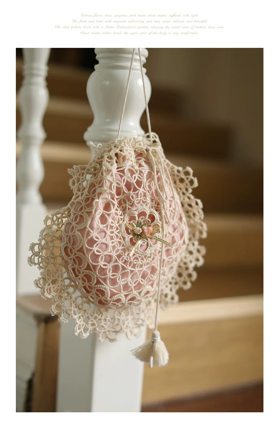 Lianer Art Hand-stitched Hollow Out Mori Kei Weaven Bags