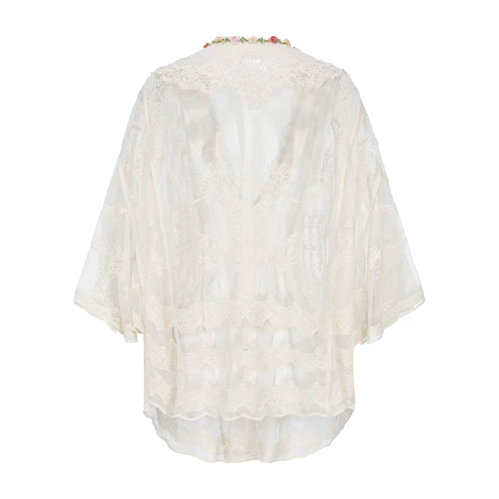 The Butterfly Dance Bolero | 3D Flower Lace Top | Hand-Dyed Versatile Cover-Up | Parisian Princess