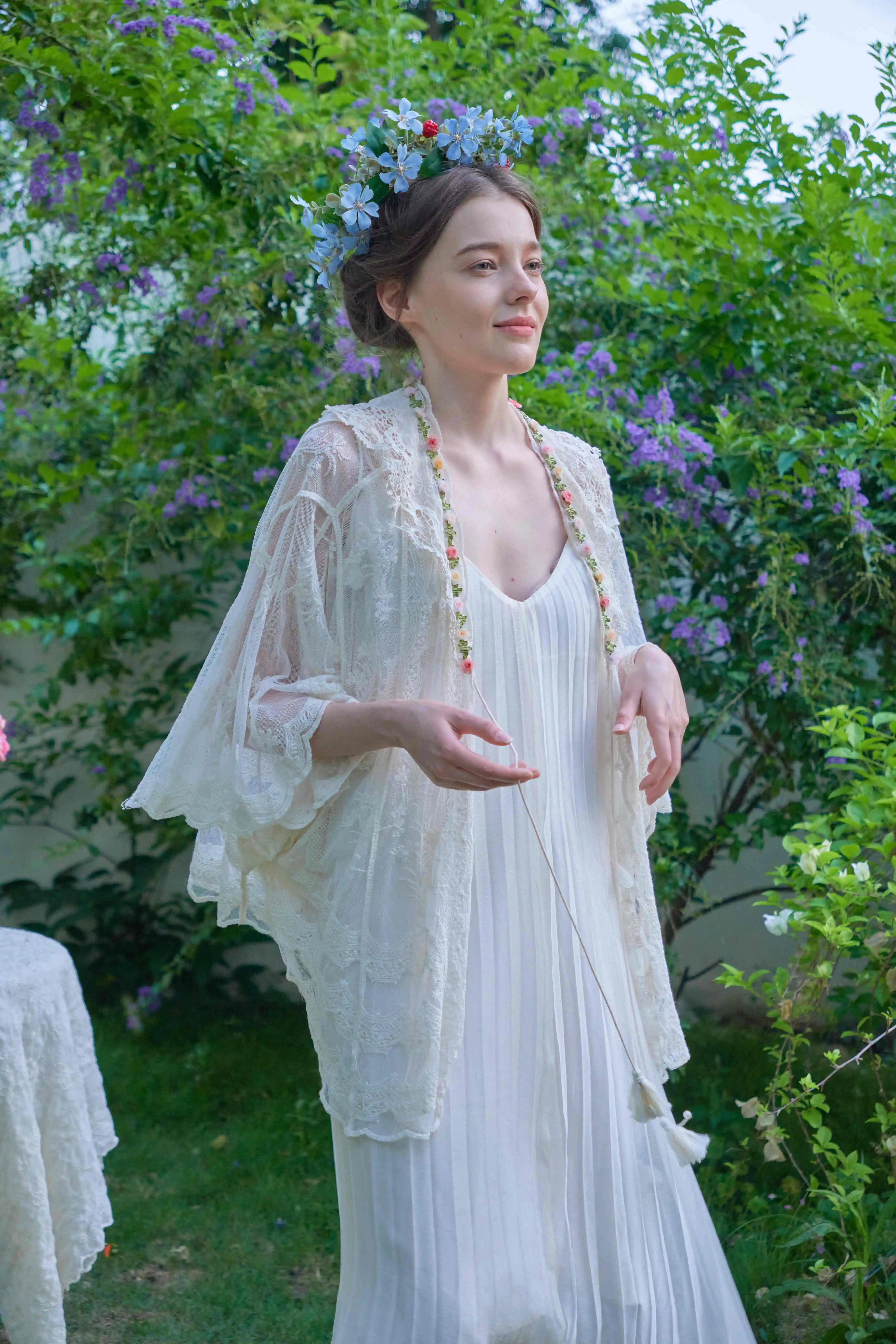 The Butterfly Dance Bolero | 3D Flower Lace Top | Hand-Dyed Versatile Cover-Up | Parisian Princess