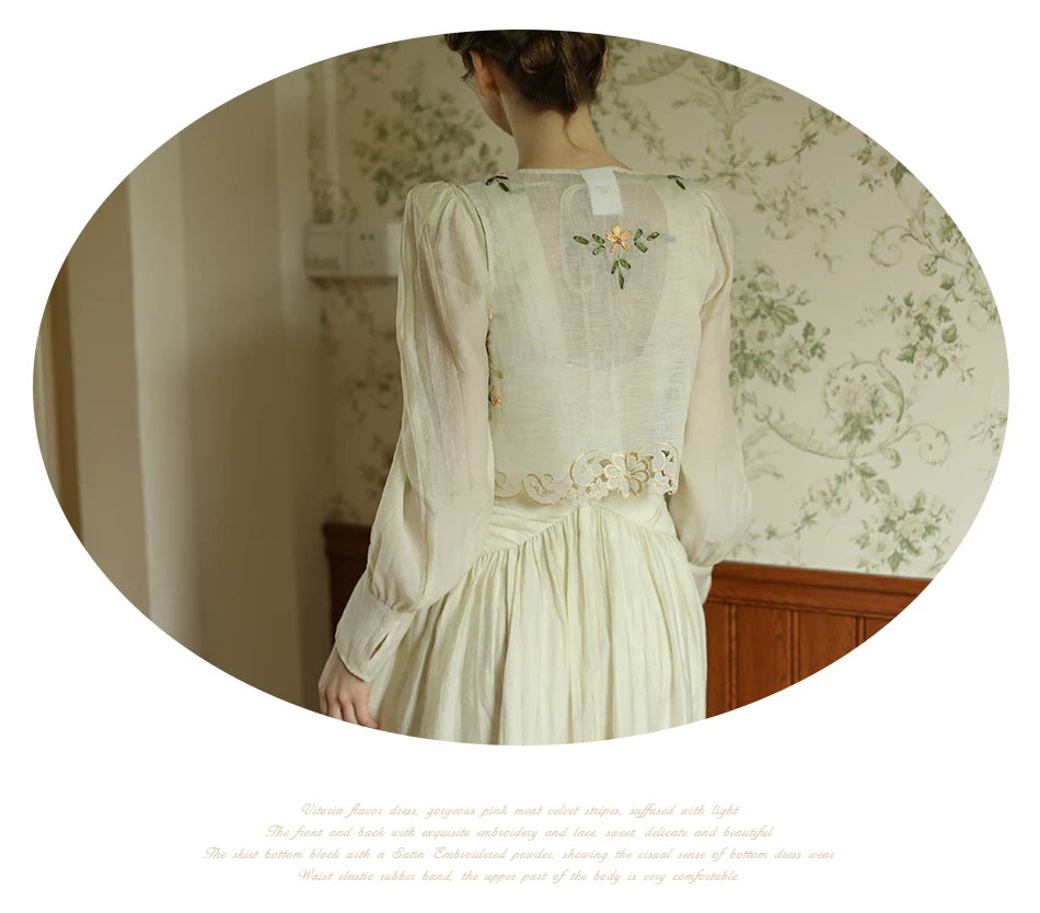 The Trianon Embroidered Vest | French Cotton Floral Waistcoat | Vintage Botanical Tassel Gilet | Parisian Princess