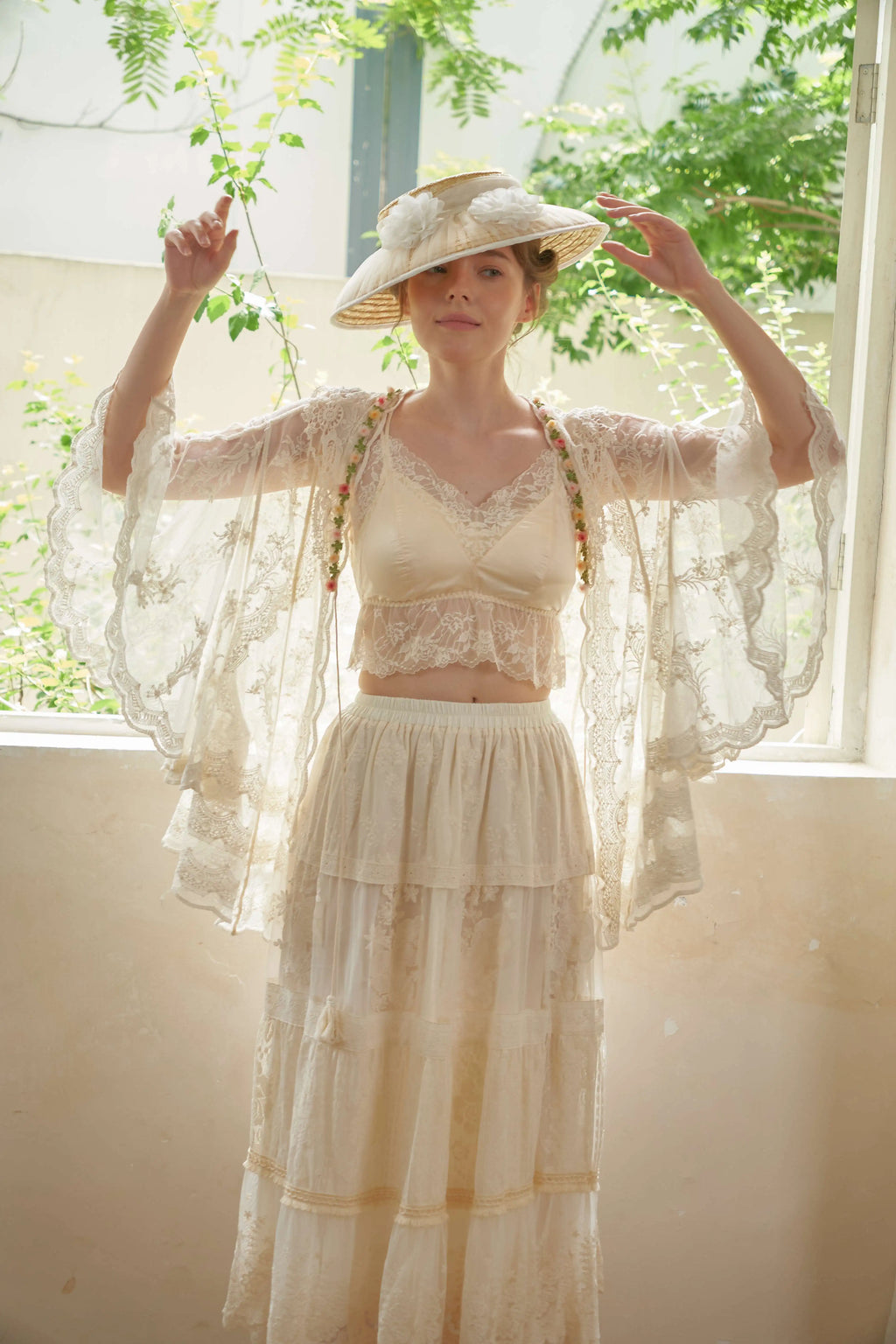 The Butterfly Dance Bolero | 3D Flower Lace Top | Hand-Dyed Versatile Cover-Up | Parisian Princess
