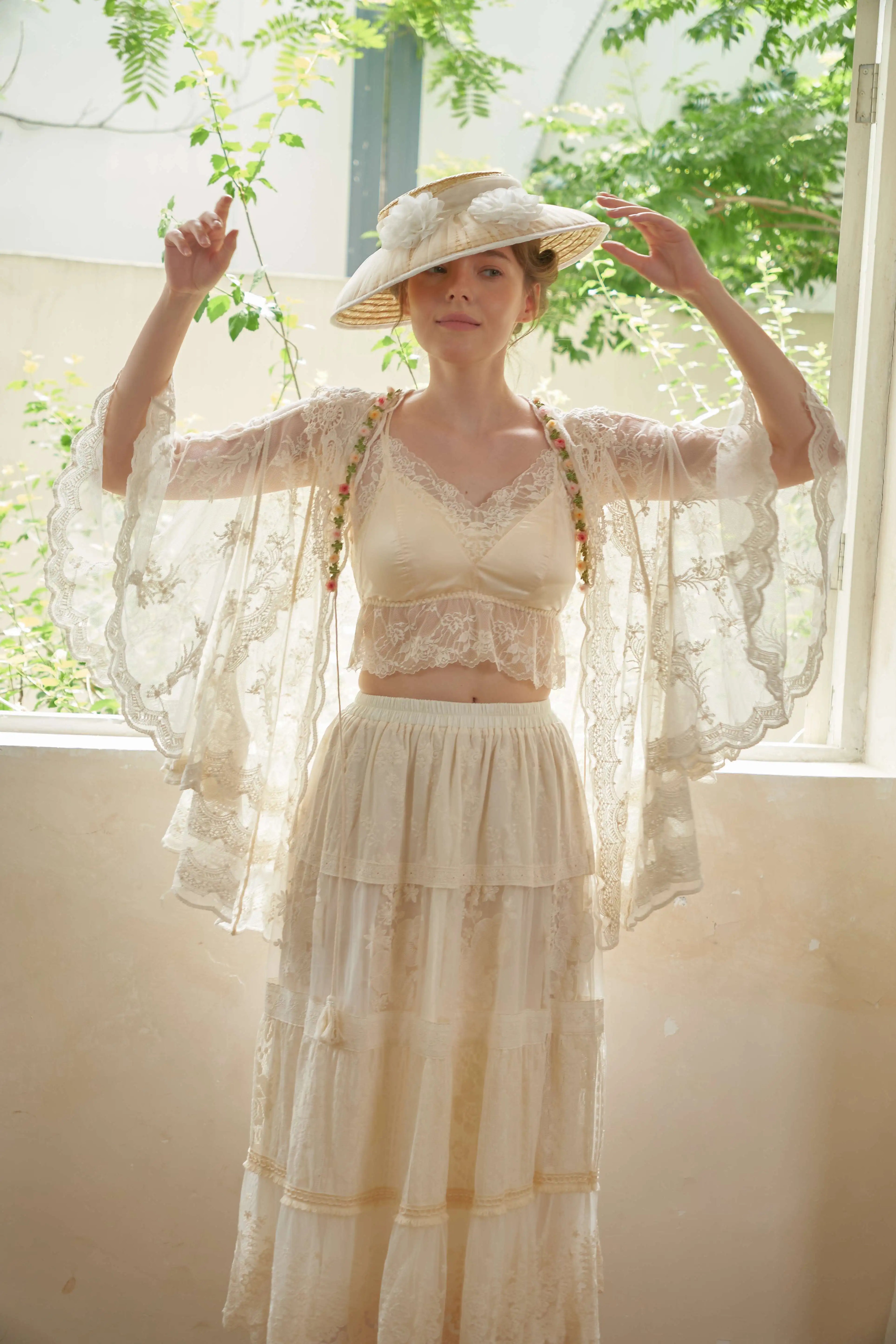 The Butterfly Dance Bolero | 3D Flower Lace Top | Hand-Dyed Versatile Cover-Up | Parisian Princess