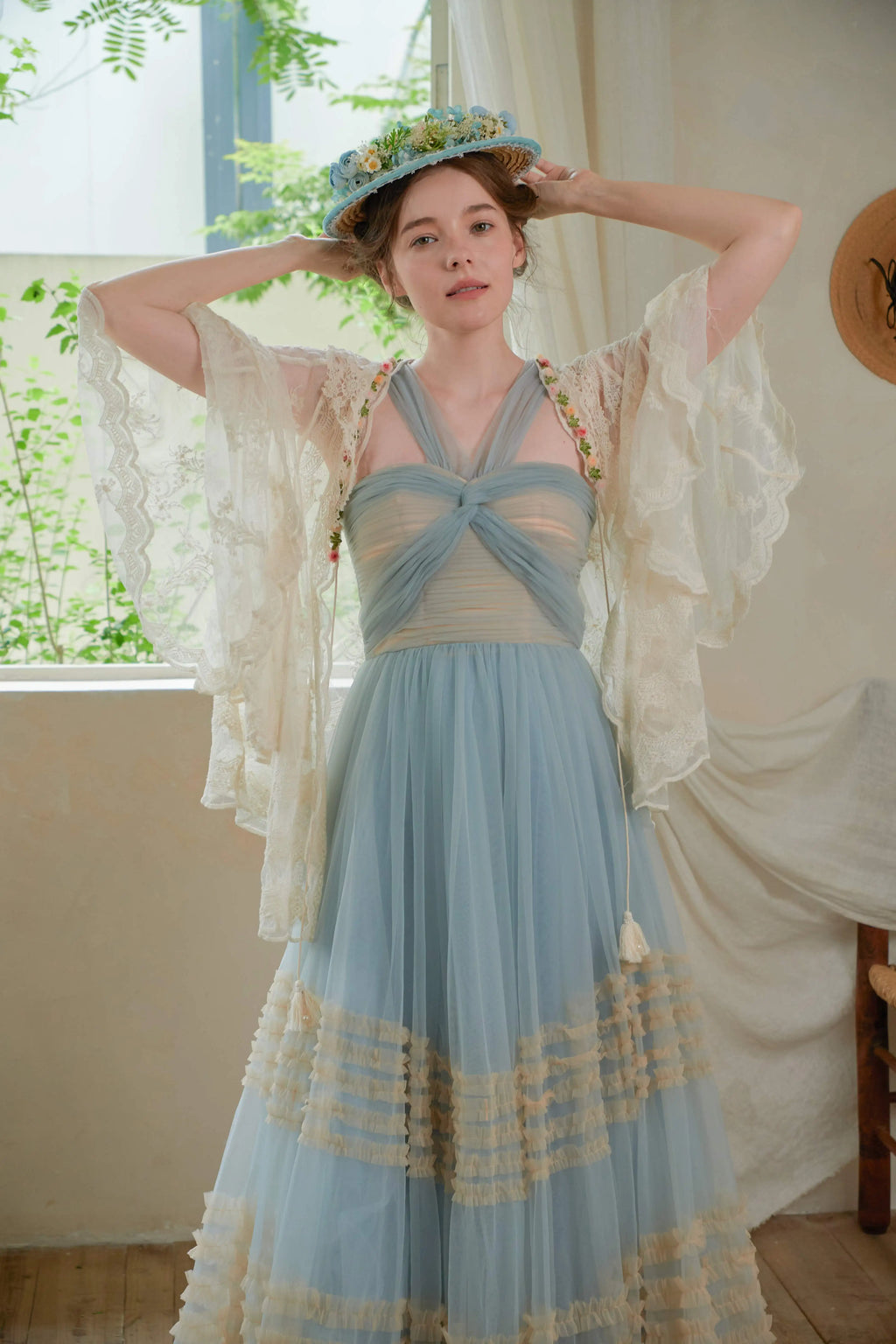 The Butterfly Dance Bolero | 3D Flower Lace Top | Hand-Dyed Versatile Cover-Up | Parisian Princess