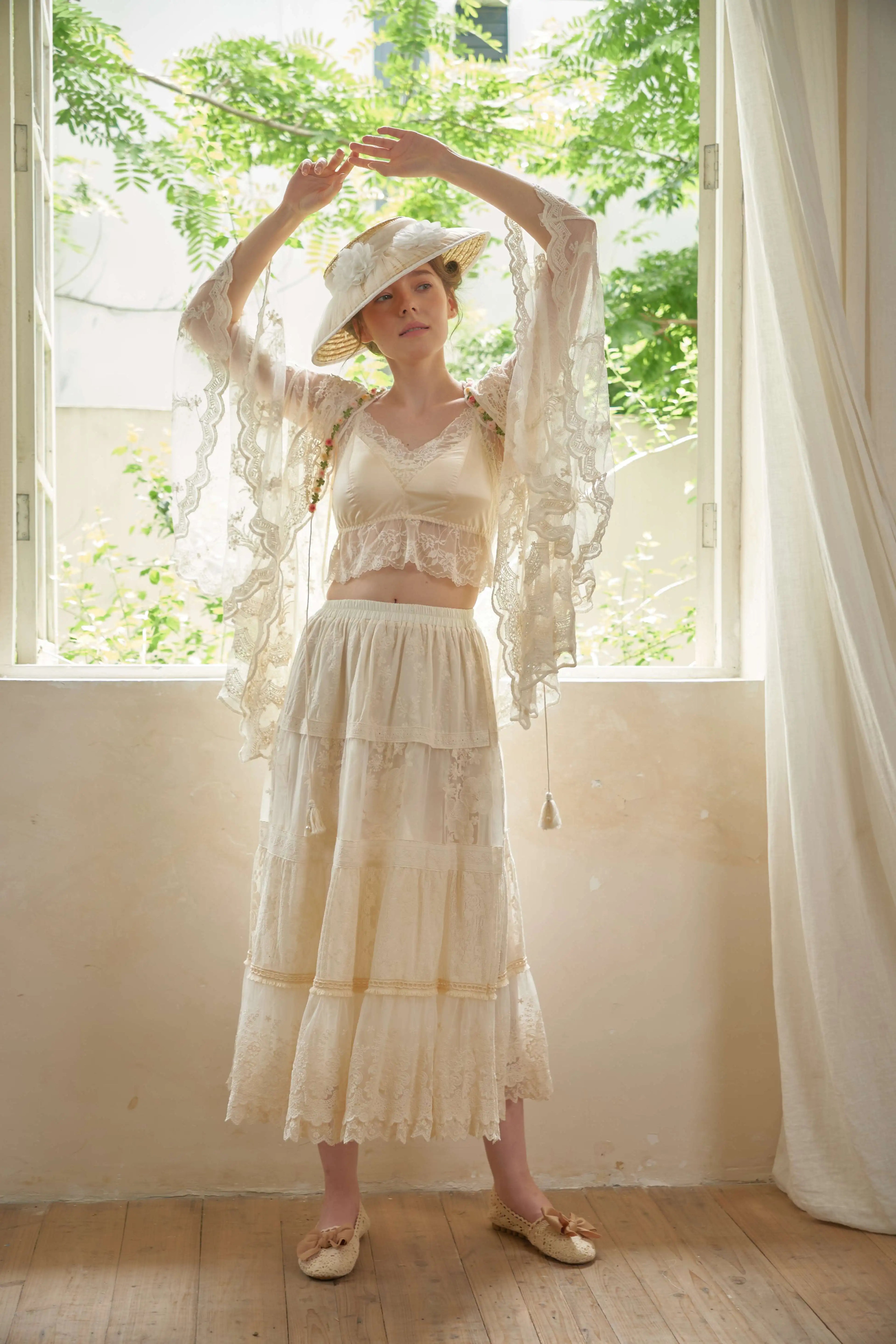 The Butterfly Dance Bolero | 3D Flower Lace Top | Hand-Dyed Versatile Cover-Up | Parisian Princess