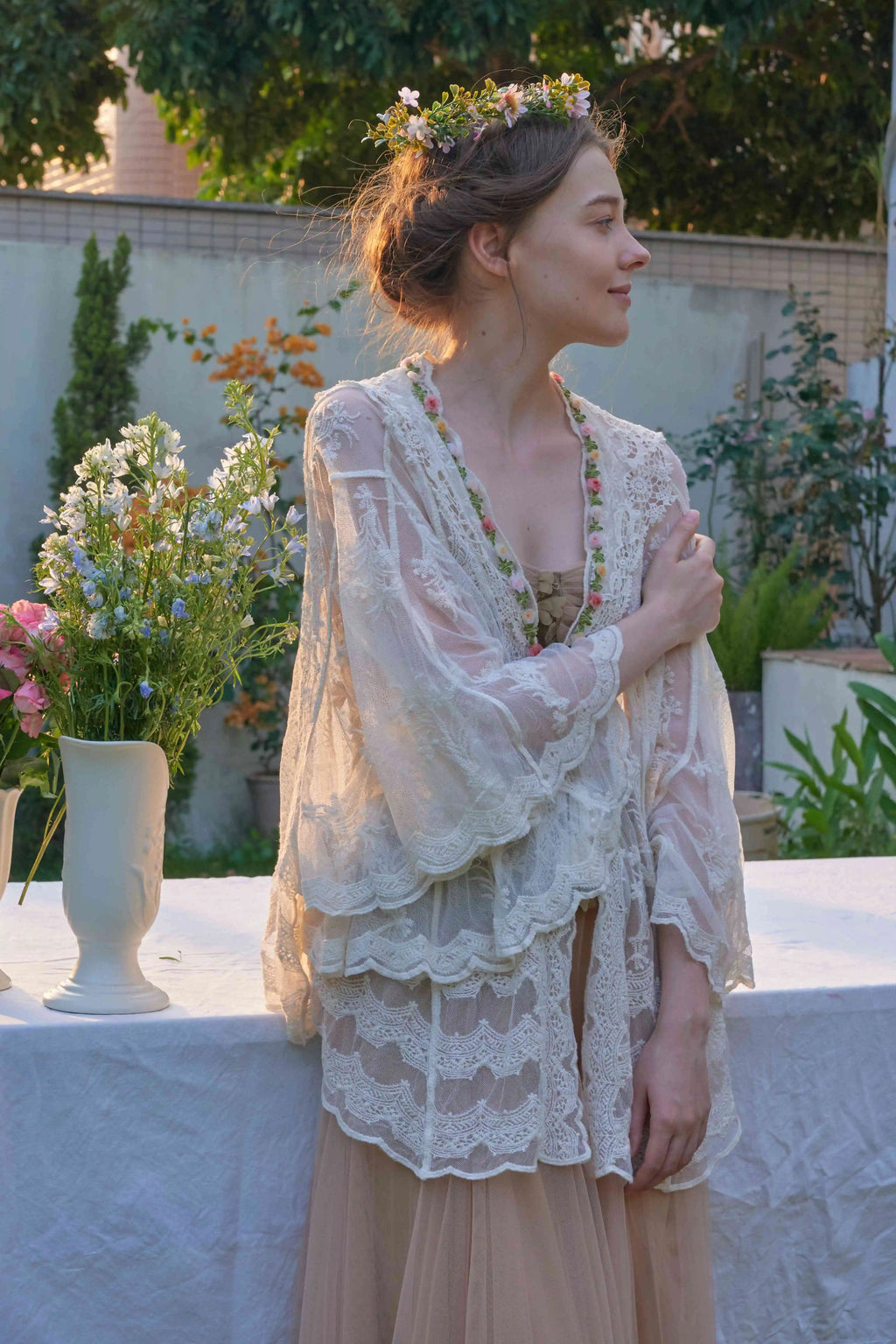 The Butterfly Dance Bolero | 3D Flower Lace Top | Hand-Dyed Versatile Cover-Up | Parisian Princess