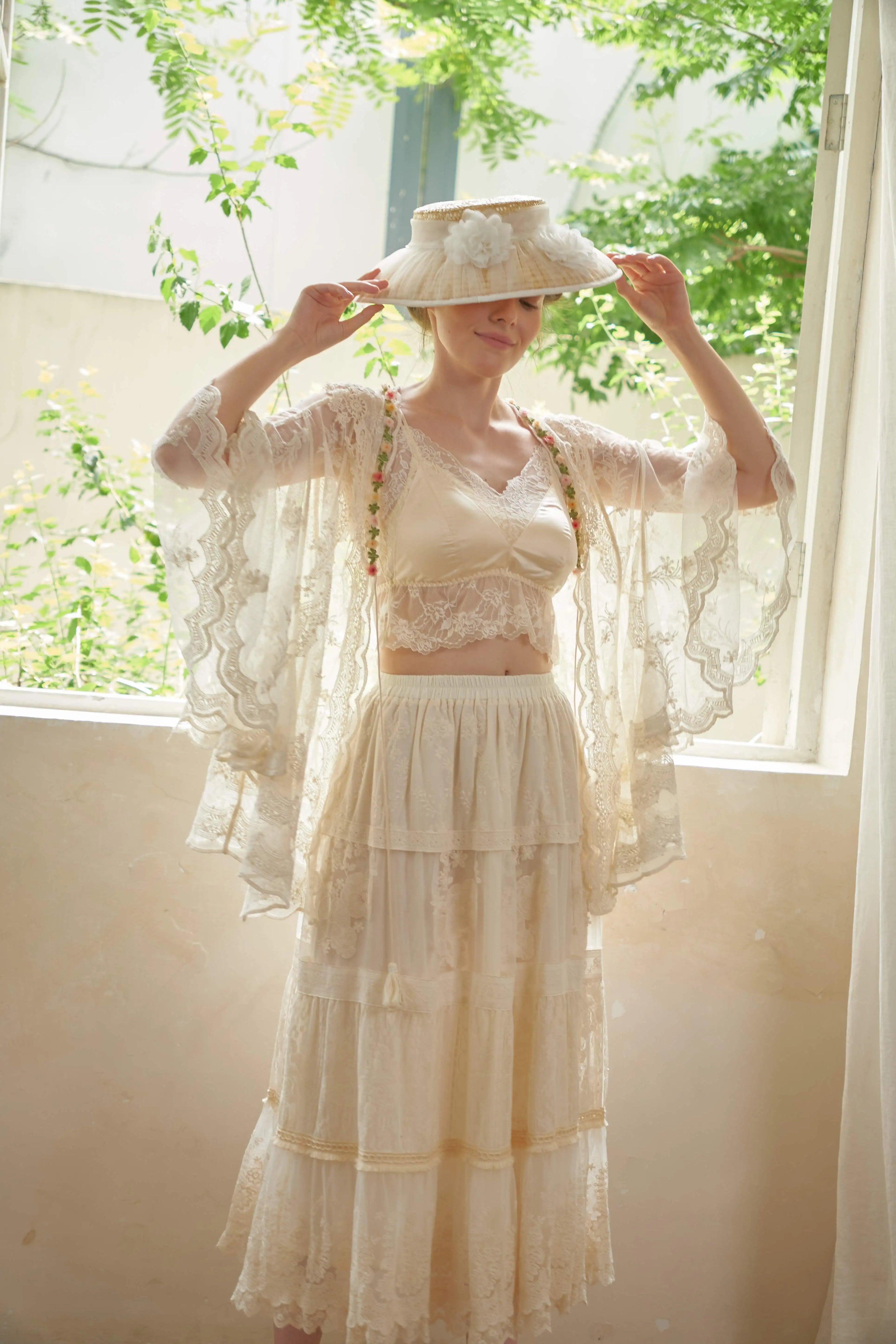 The Butterfly Dance Bolero | 3D Flower Lace Top | Hand-Dyed Versatile Cover-Up | Parisian Princess