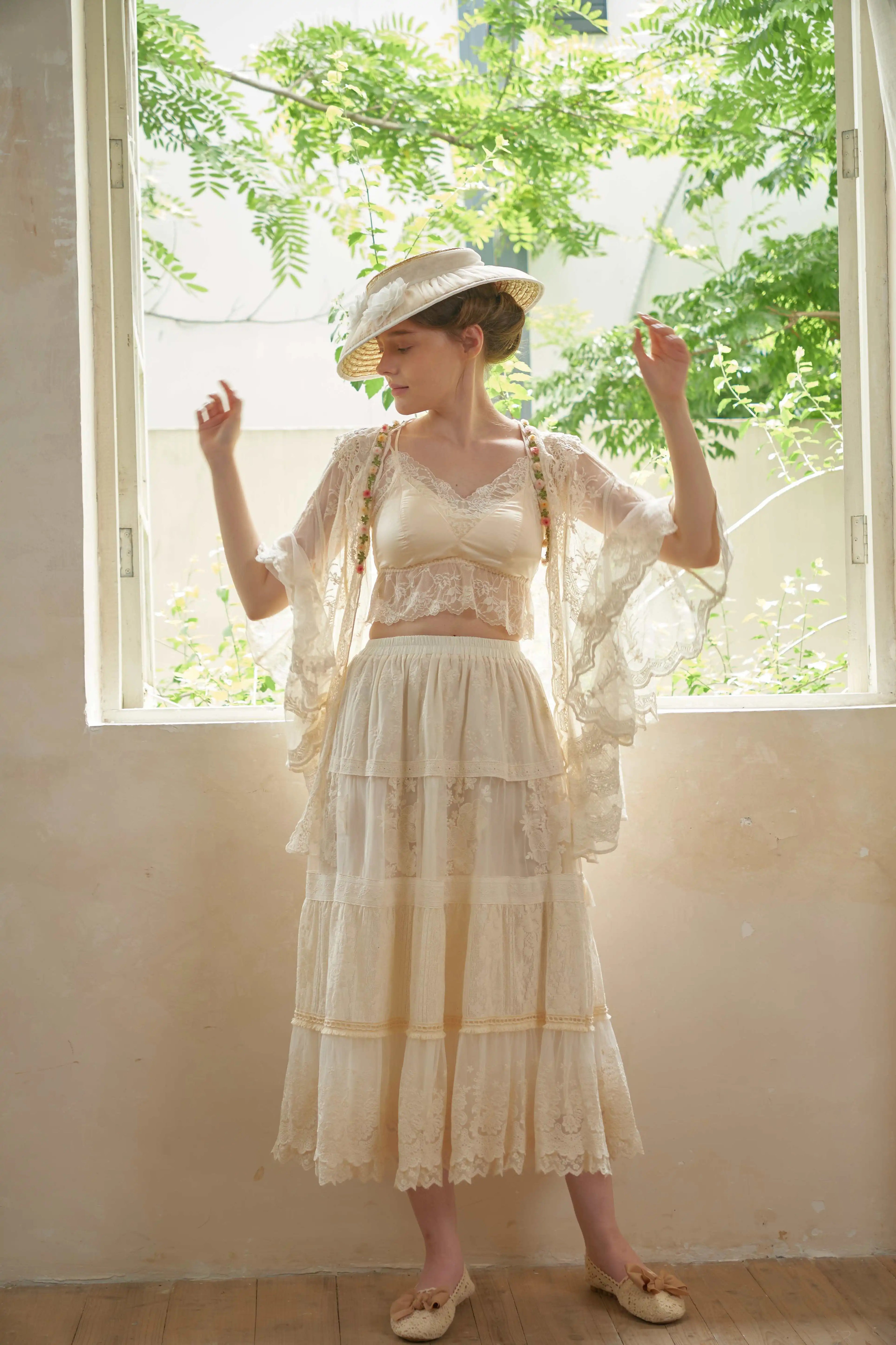 The Butterfly Dance Bolero | 3D Flower Lace Top | Hand-Dyed Versatile Cover-Up | Parisian Princess