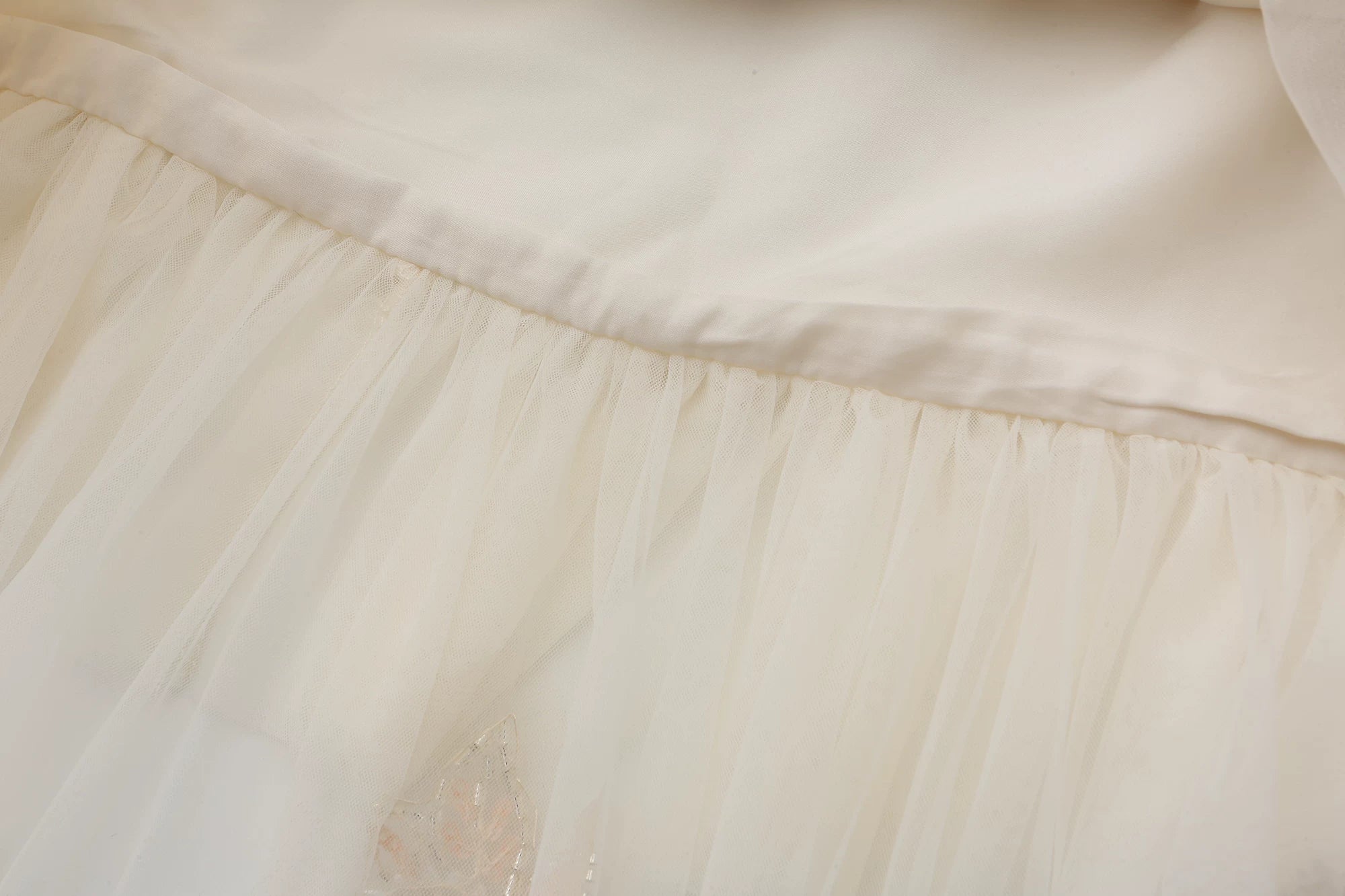 The Aurelia Beaded Gauze Skirt | Hand-Stitched Apricot Maxi | French Flounce Skirt with Ear Fringe | Parisian Princess