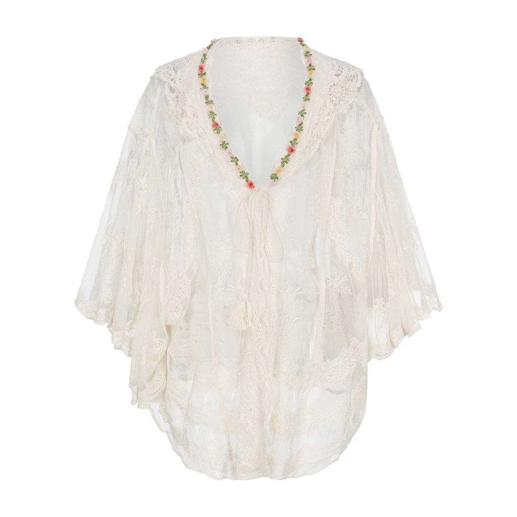 The Butterfly Dance Bolero | 3D Flower Lace Top | Hand-Dyed Versatile Cover-Up | Parisian Princess