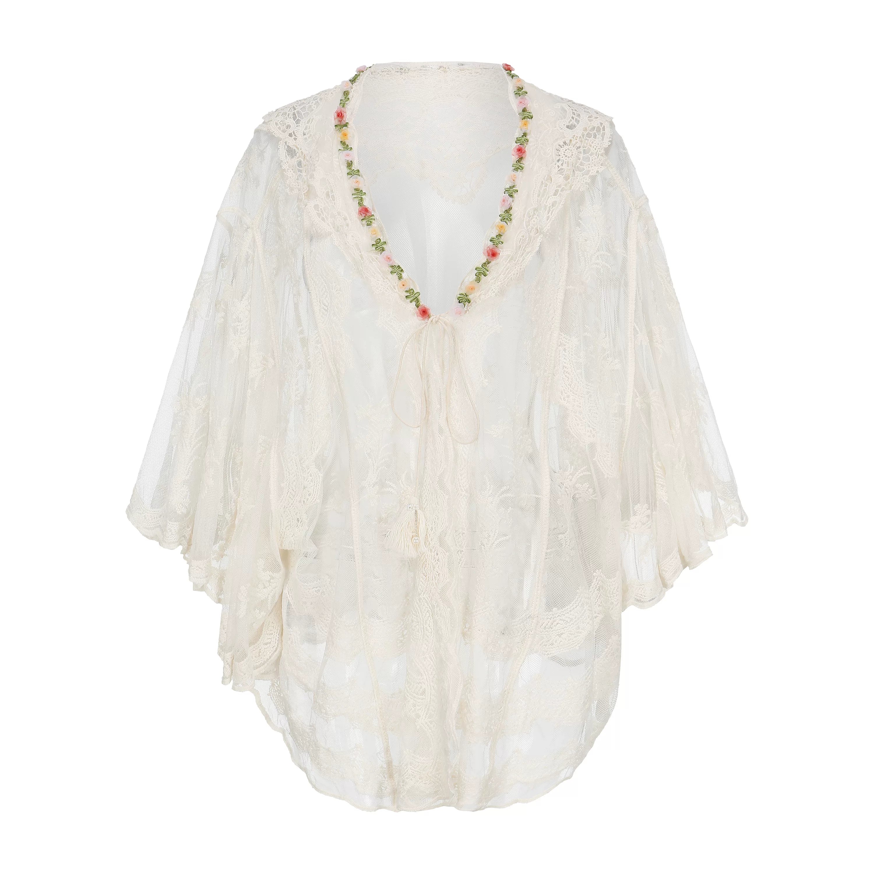 The Butterfly Dance Bolero | 3D Flower Lace Top | Hand-Dyed Versatile Cover-Up | Parisian Princess