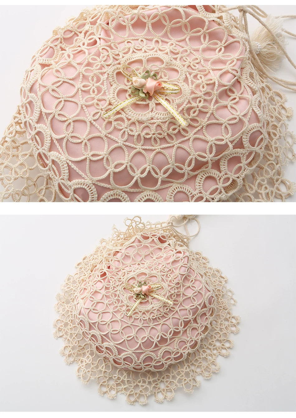 Lianer Art Hand-stitched Hollow Out Mori Kei Weaven Bags