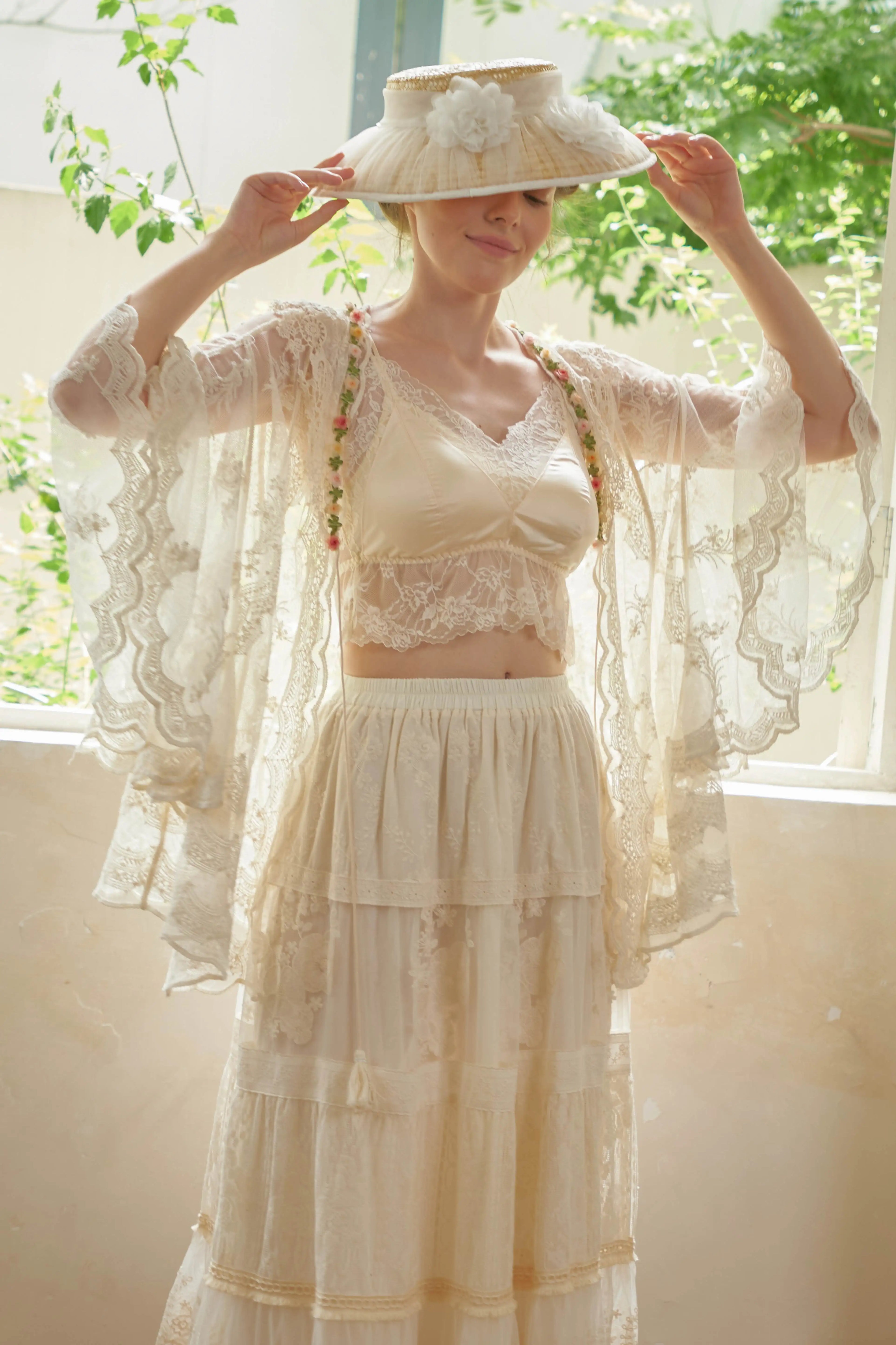 The Butterfly Dance Bolero | 3D Flower Lace Top | Hand-Dyed Versatile Cover-Up | Parisian Princess