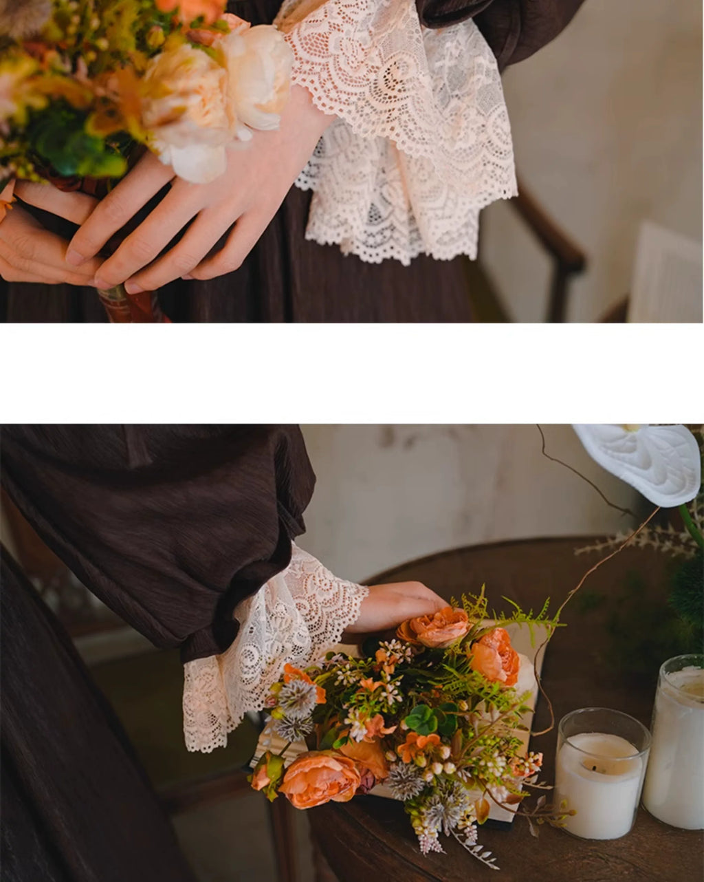 Parisian Women French Court Retro Lace Corset Puff Sleeve Jacquard Texture Dress