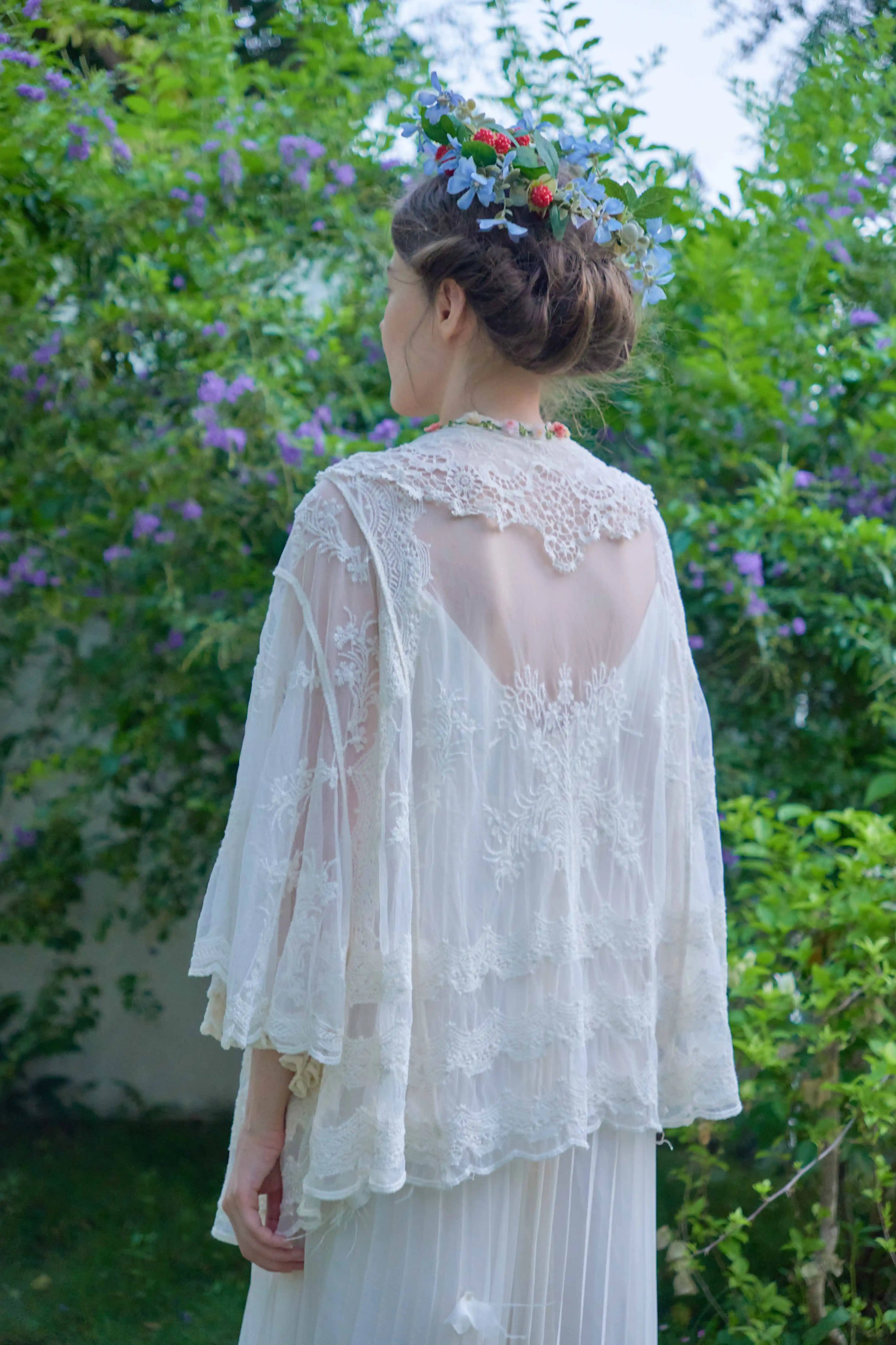 The Butterfly Dance Bolero | 3D Flower Lace Top | Hand-Dyed Versatile Cover-Up | Parisian Princess