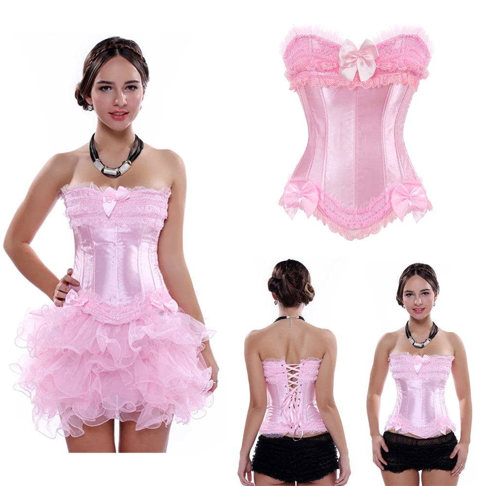 The Versailles Bowknot Bustier | Parisian Lace Showgirl Body Shaper | Gothic Satin Bridal Lace-Up Corset | Parisian Princess