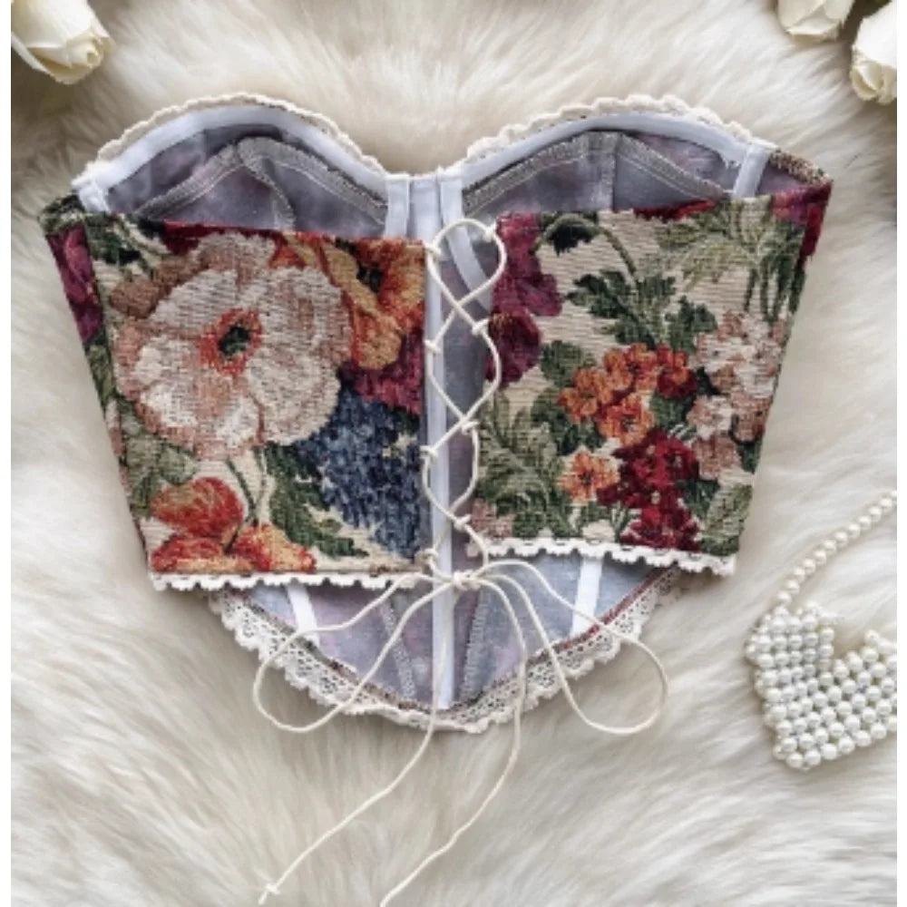 Slimming Parisian Corset Tanks Top Elegant Basic Crop Top  Women Bustier