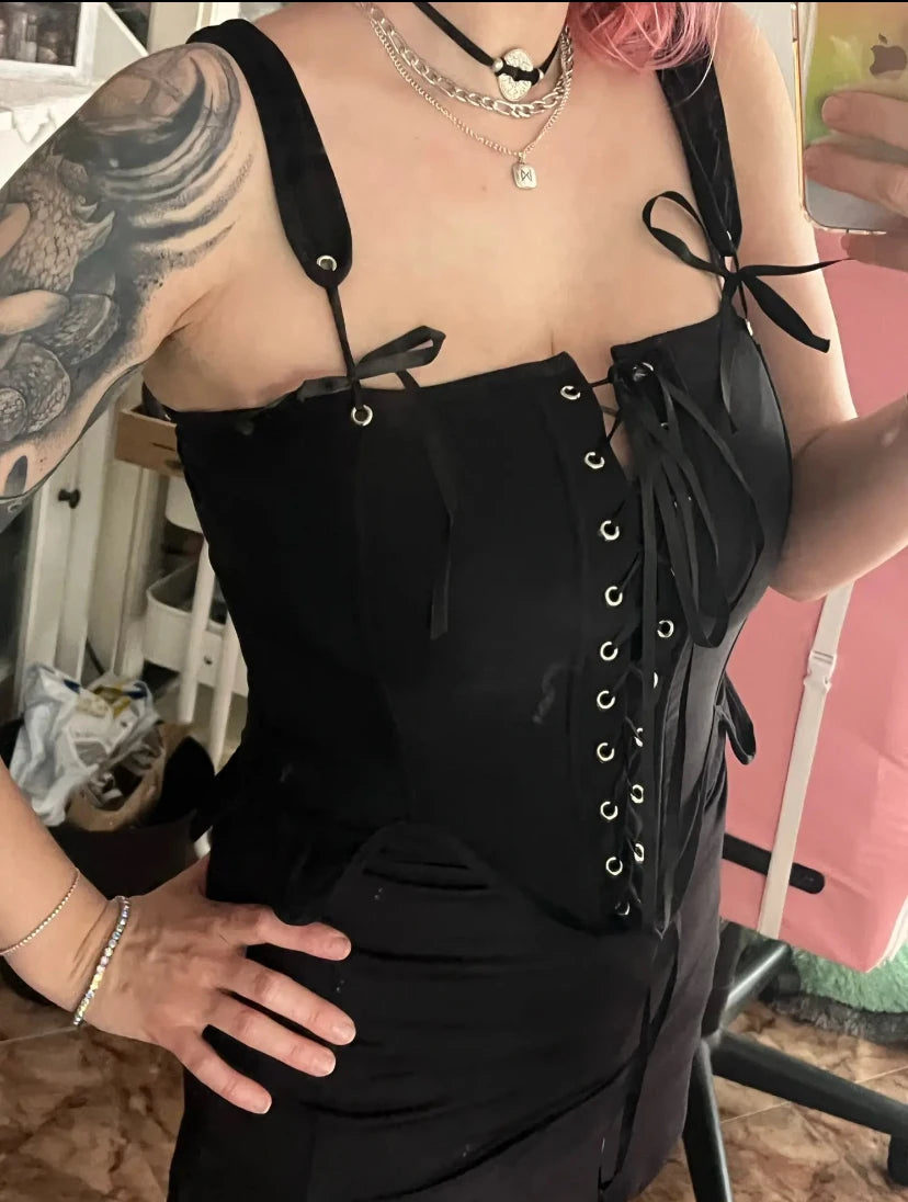 The Trianon Fairy Bustier | Parisian Vintage Lace-Up Crop Top | Cut-Out Ruffle Bandage Corset | Parisian Princess