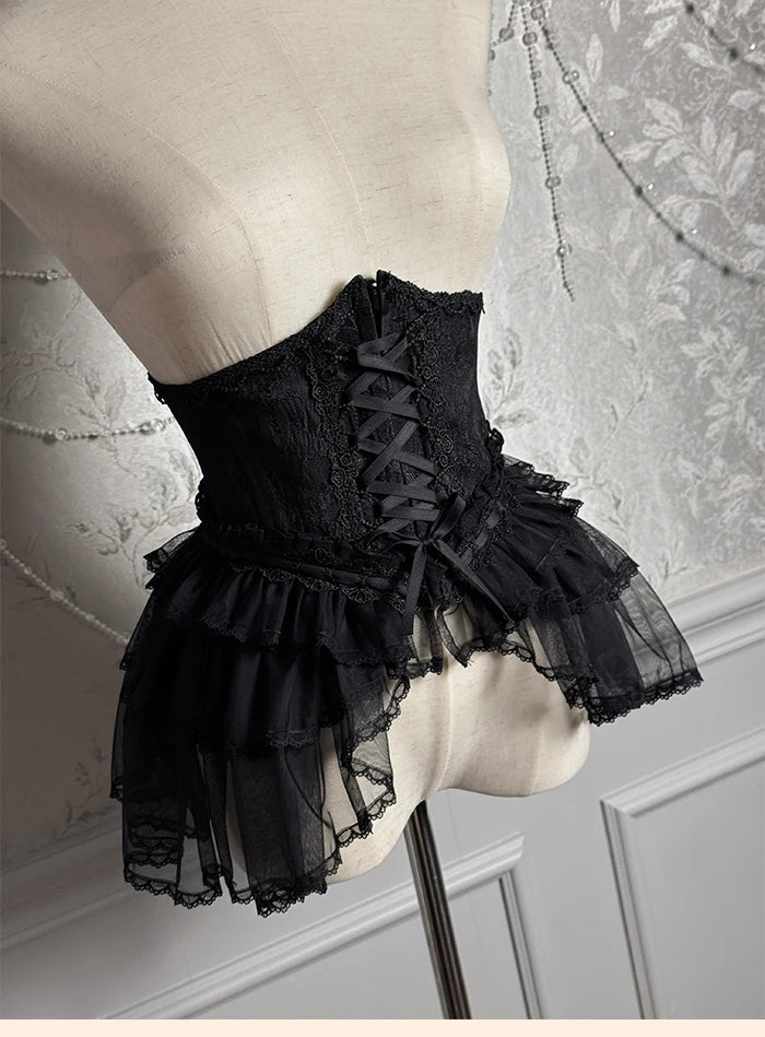 The Versailles Layered Tulle Corset | Jacquard Lace-Up Bustier | Pre-Order Exclusive | Parisian Princess